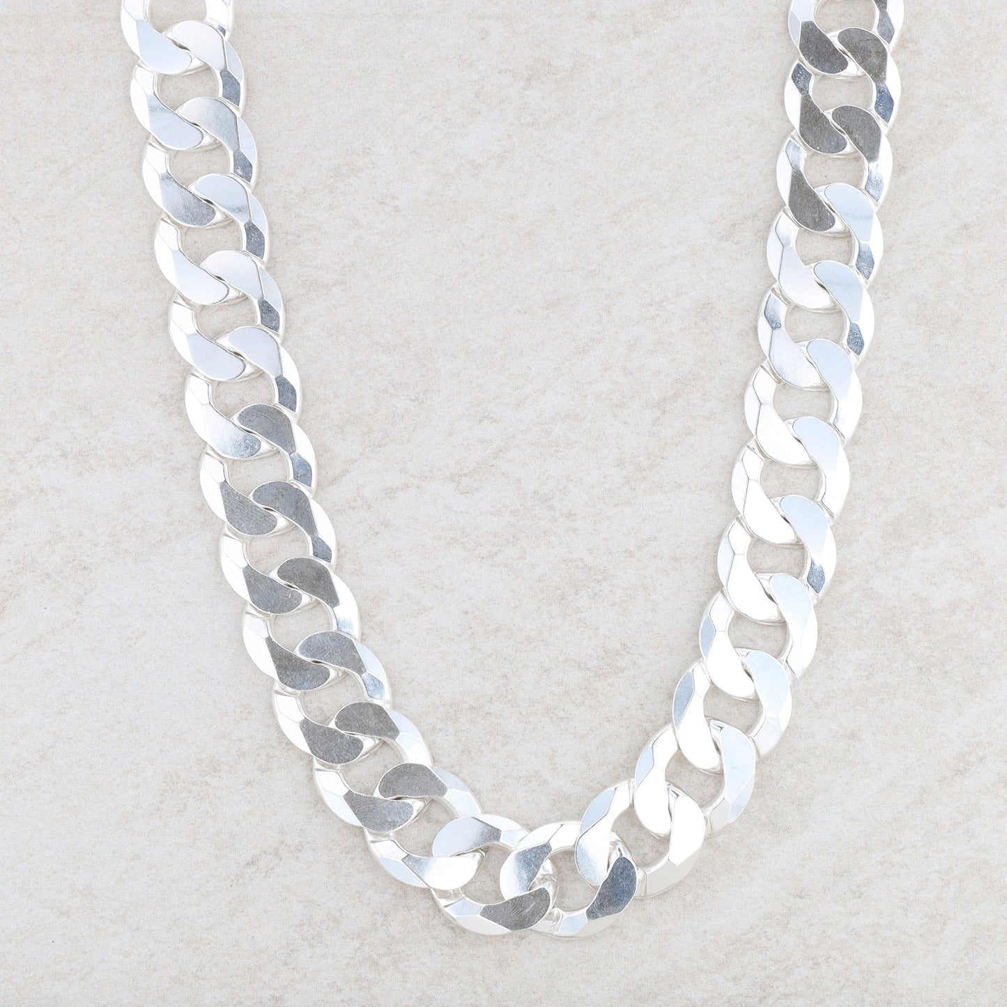 Sterling Silver 16mm Flat Curb Link 20 Inch Chain Necklace