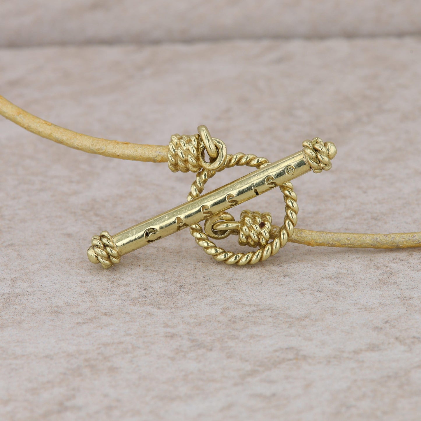 Cassis 18k Yellow Gold Cross Diamond Byzantine Pendant with Leather Cord