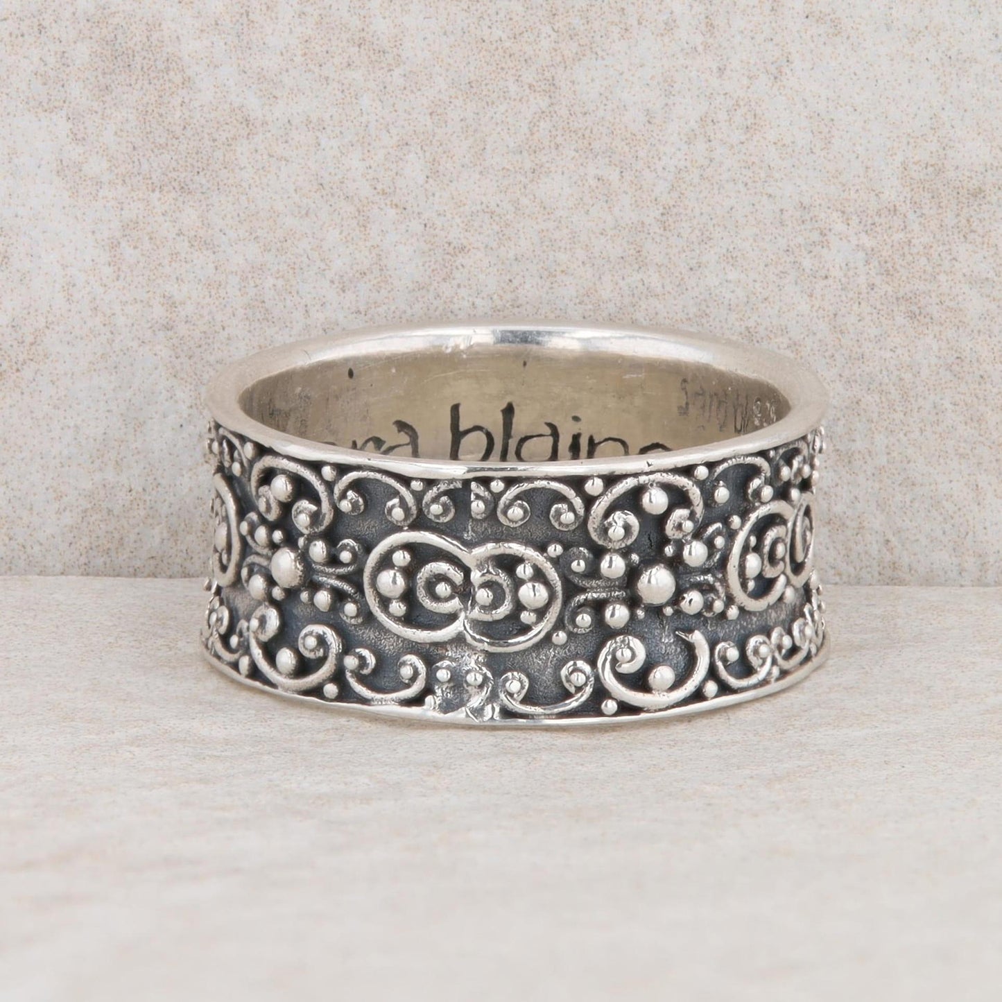 Sterling Silver Sara Blaine Blackened Bead Band