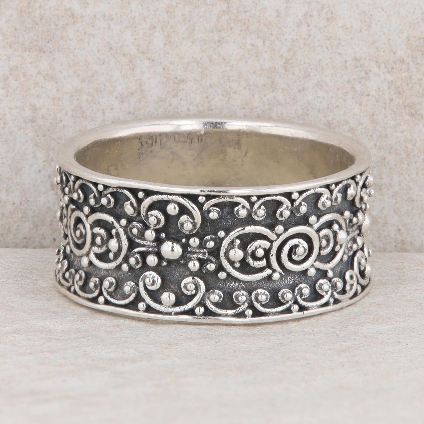 Sterling Silver Sara Blaine Blackened Bead Band