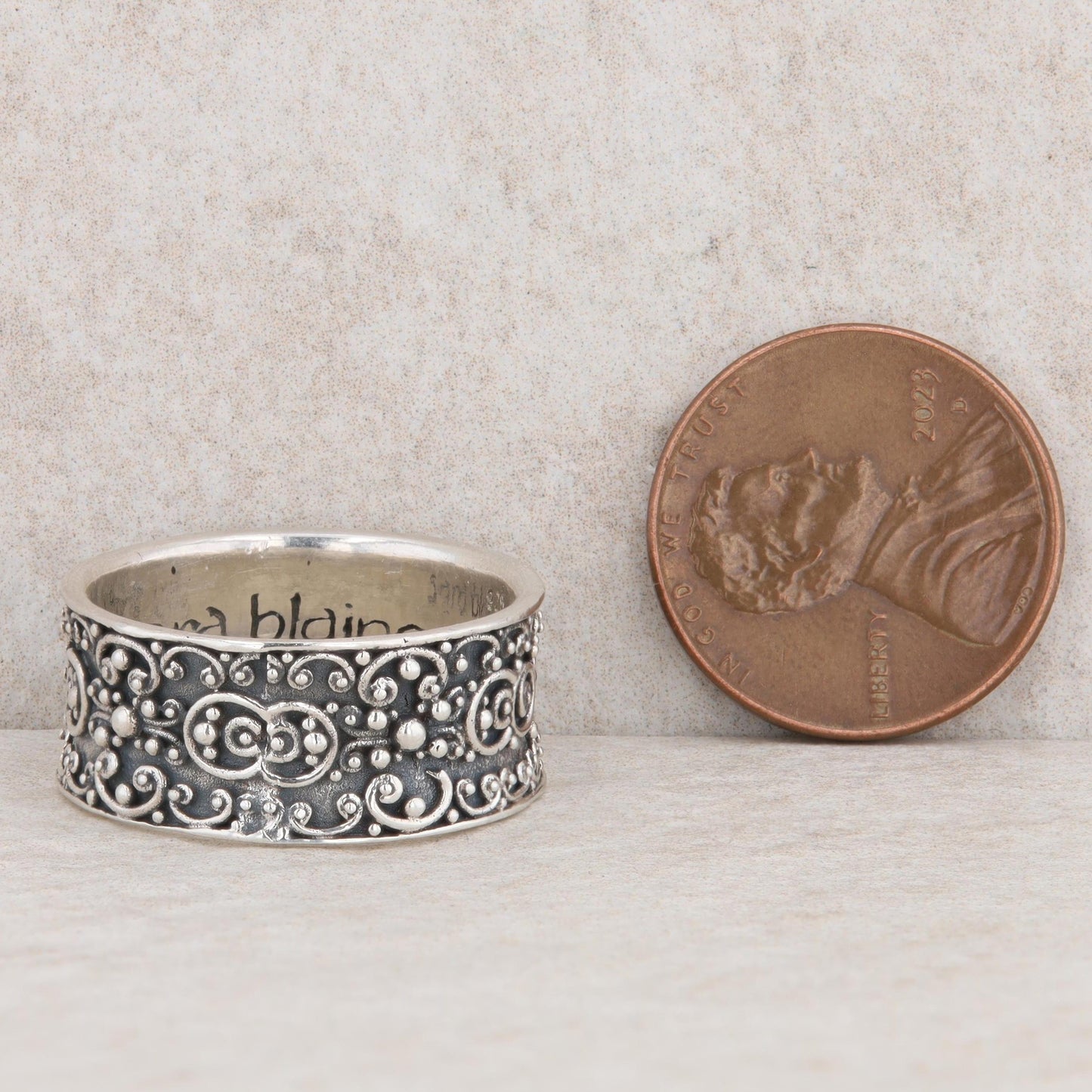 Sterling Silver Sara Blaine Blackened Bead Band