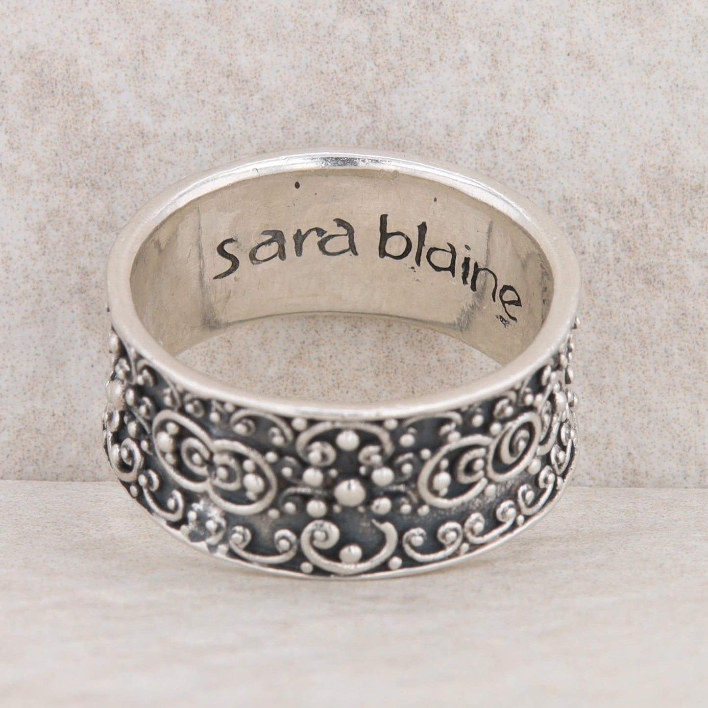 Sterling Silver Sara Blaine Blackened Bead Band