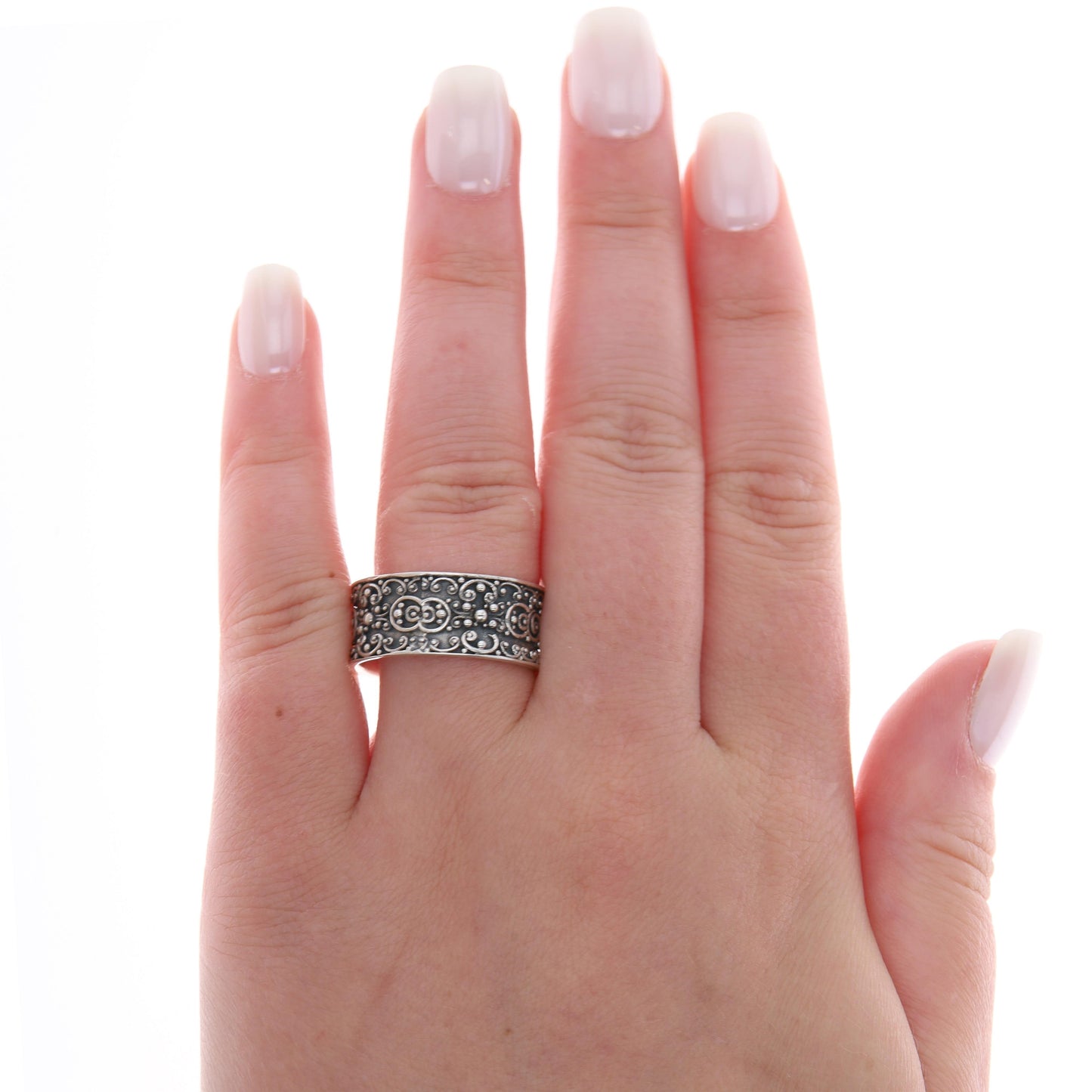 Sterling Silver Sara Blaine Blackened Bead Band