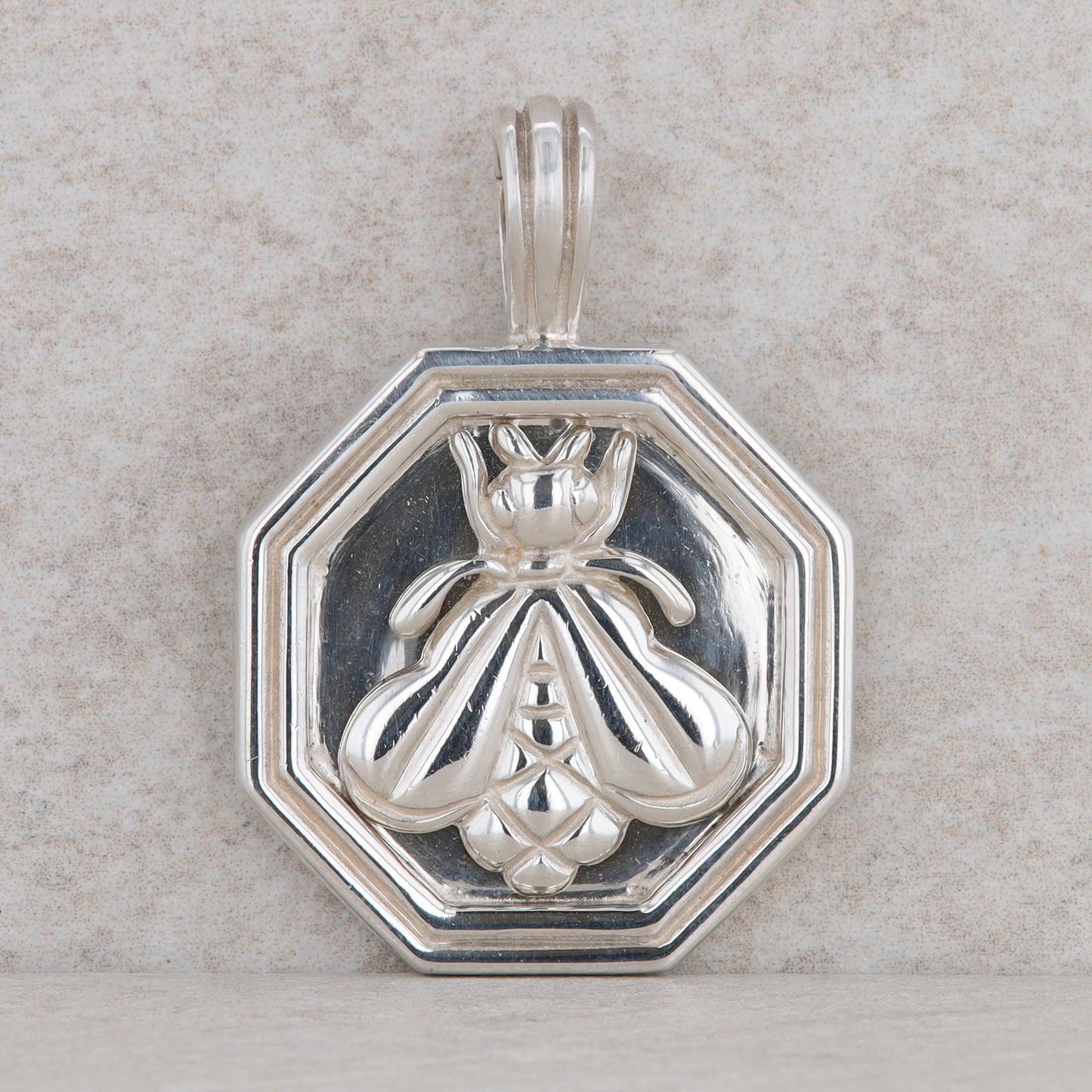 Slane & Slane Sterling Silver Bee Octagon Pendant