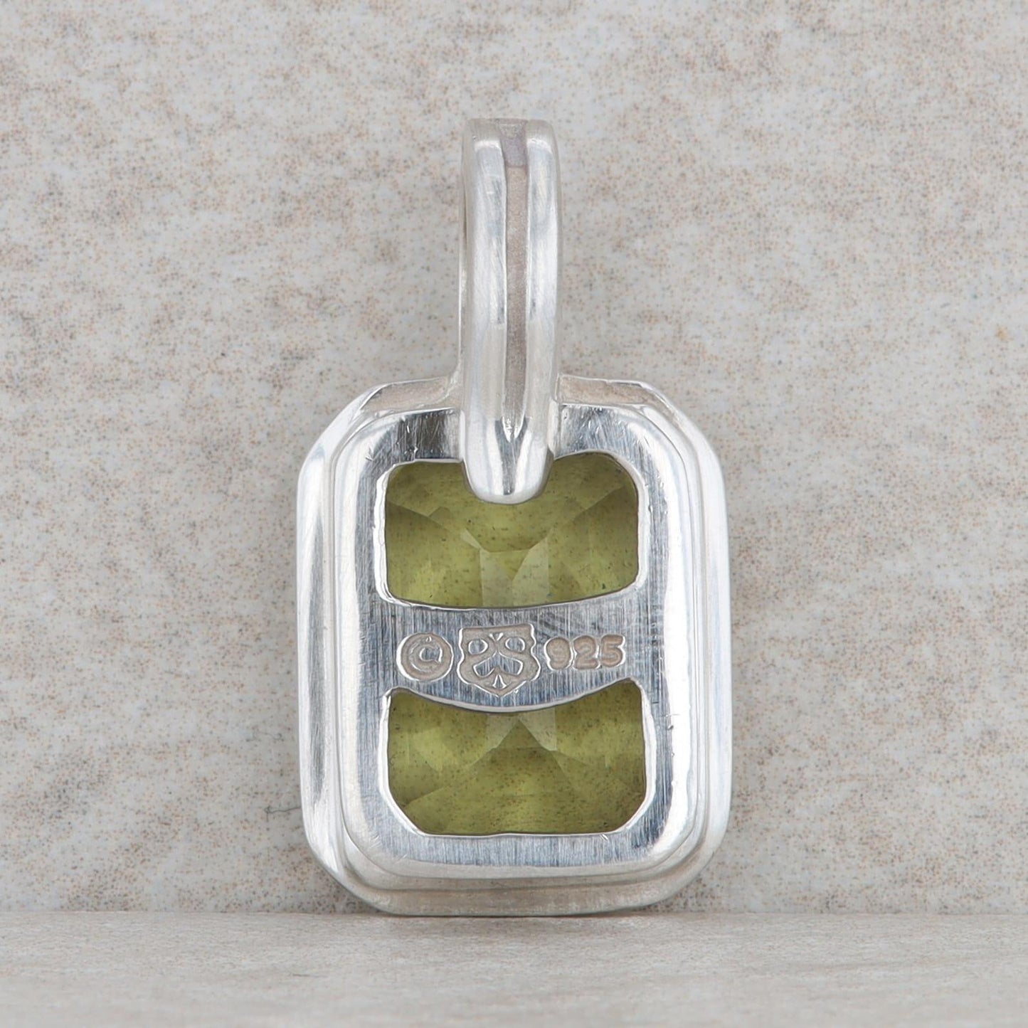 Slane & Slane Sterling Silver Emerald Cut Lemon Quartz Bezel Pendant Enhancer