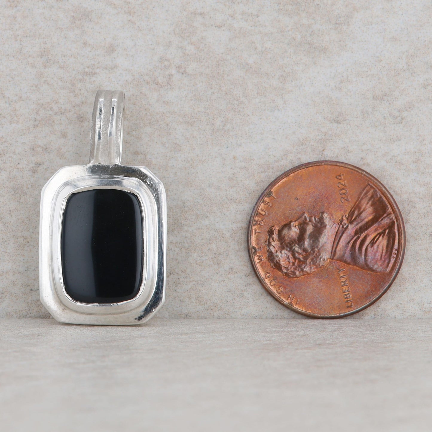 Slane & Slane Sterling Silver Cushion Shaped Onyx Pendant Enhancer