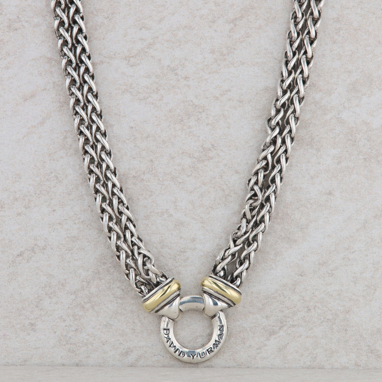 David Yurman Sterling Silver and 18k Yellow Gold Double Wheat Chain