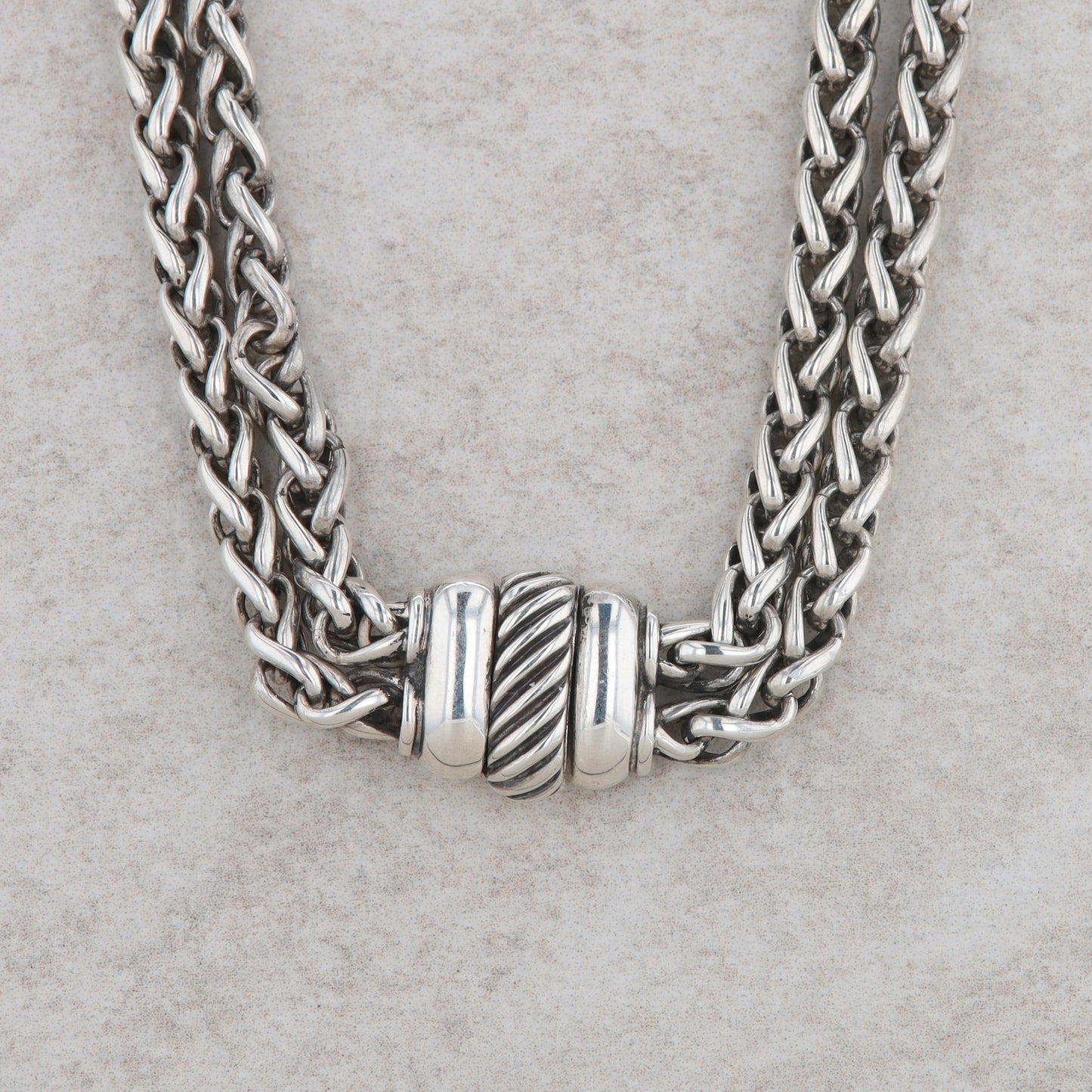 David Yurman Sterling Silver and 18k Yellow Gold Double Wheat Chain