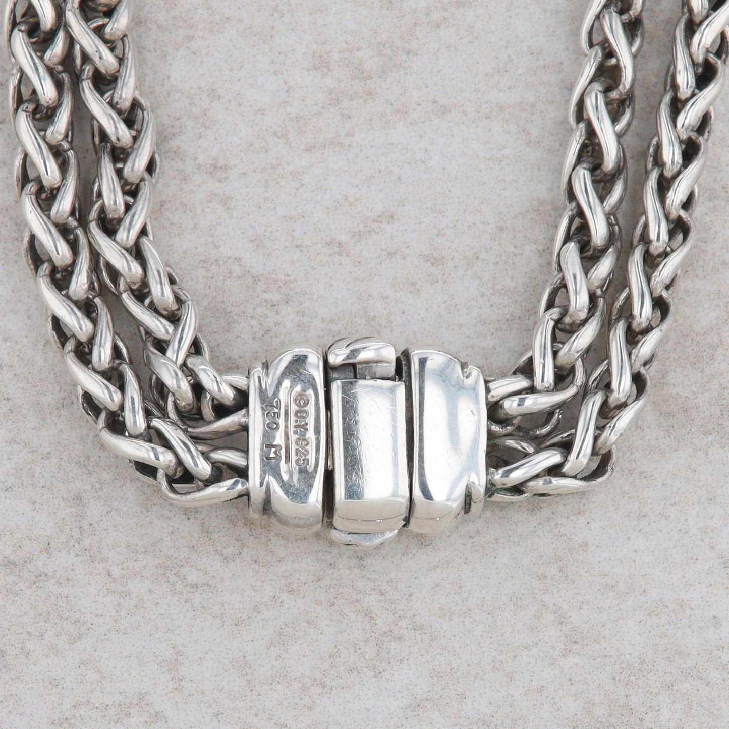 David Yurman Sterling Silver and 18k Yellow Gold Double Wheat Chain
