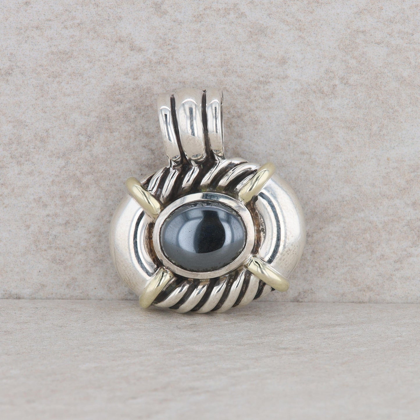 David Yurman Woven/Twisted Oval Hematite Pendant Enhancer