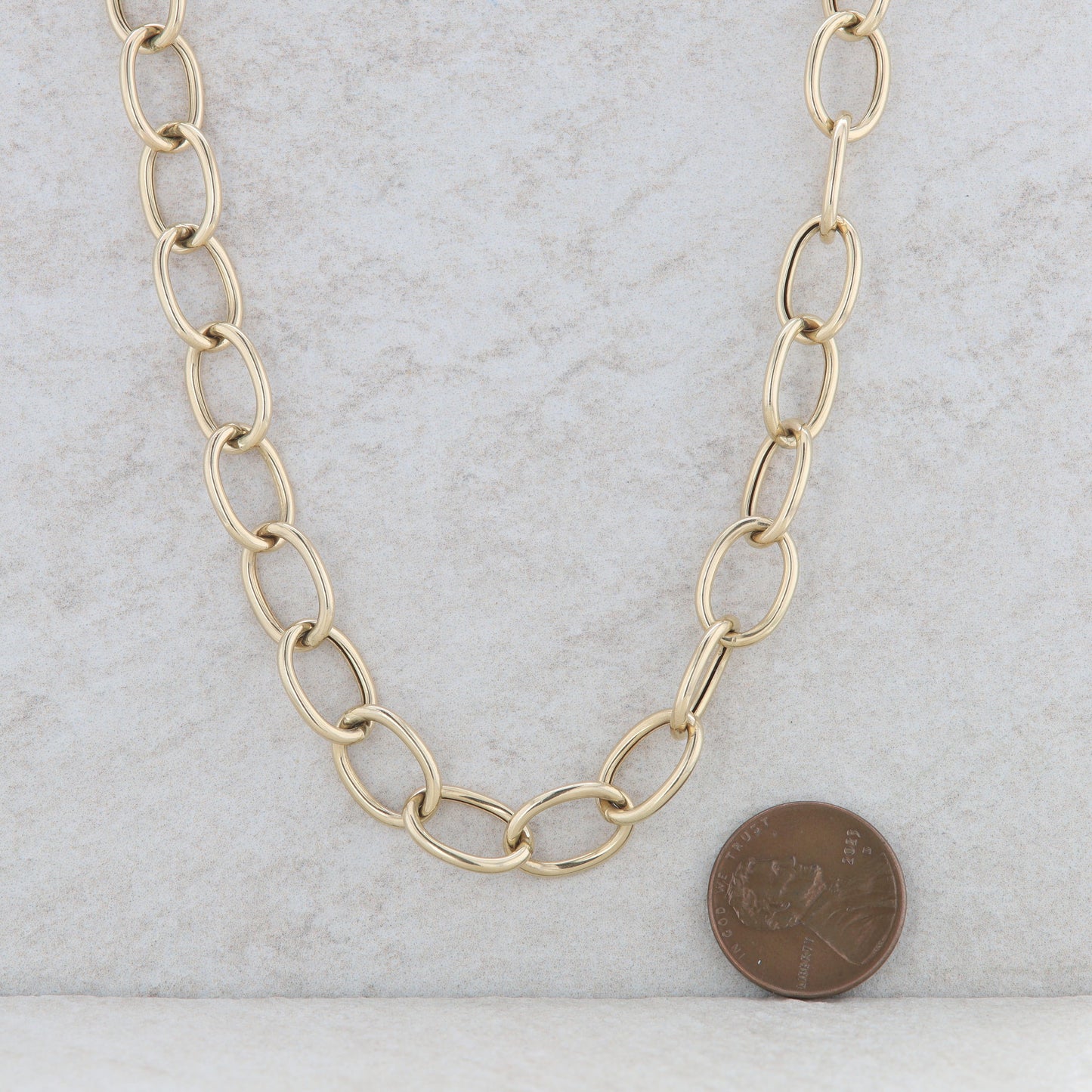 14k Yellow Gold Oval Link Necklace 13.82g