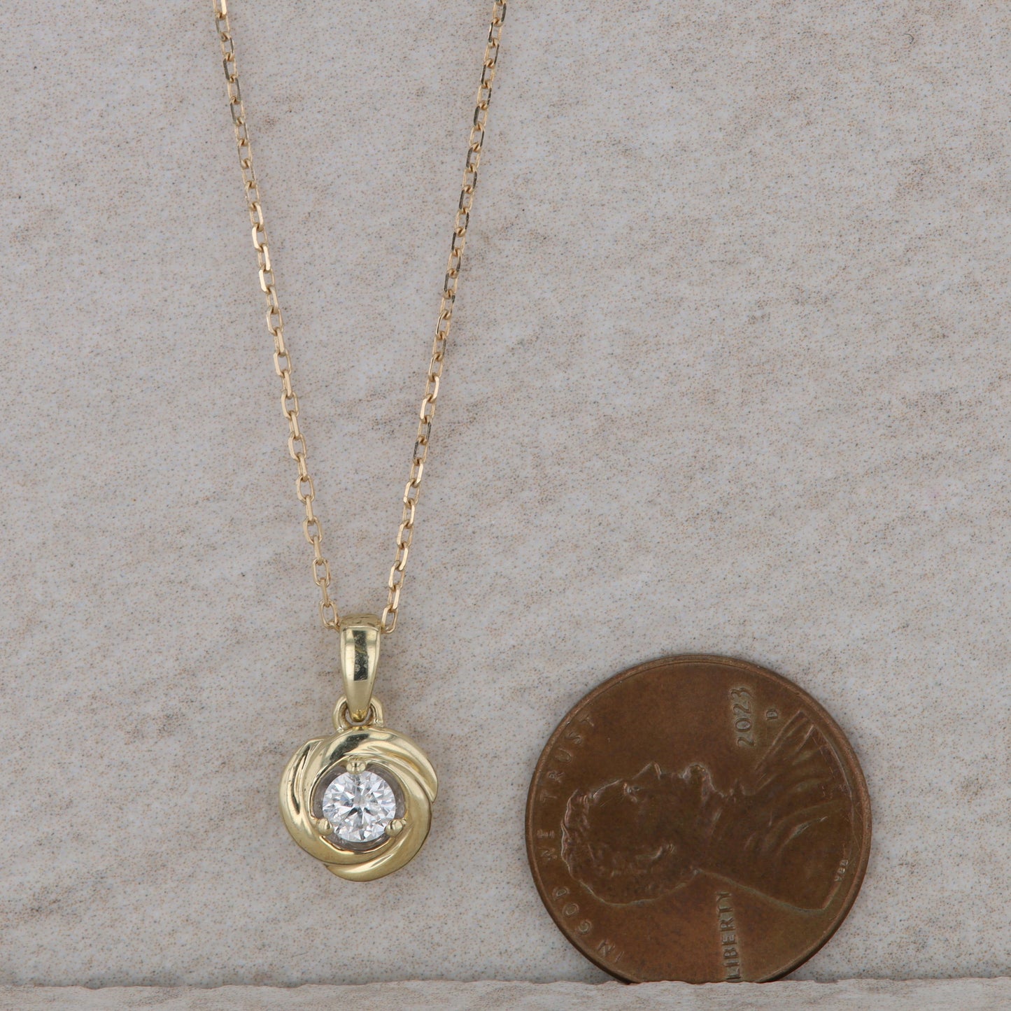 10k Yellow Gold Solitaire Love Knot Necklace