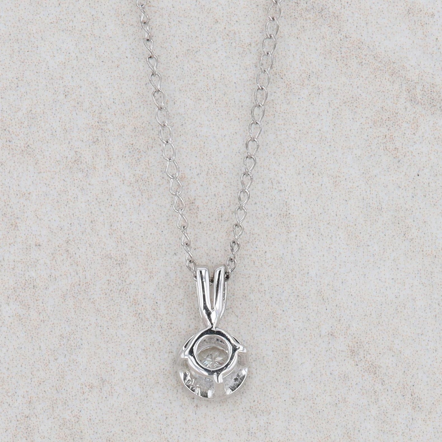 14k White Gold Illusion Plate Diamond Solitaire Necklace