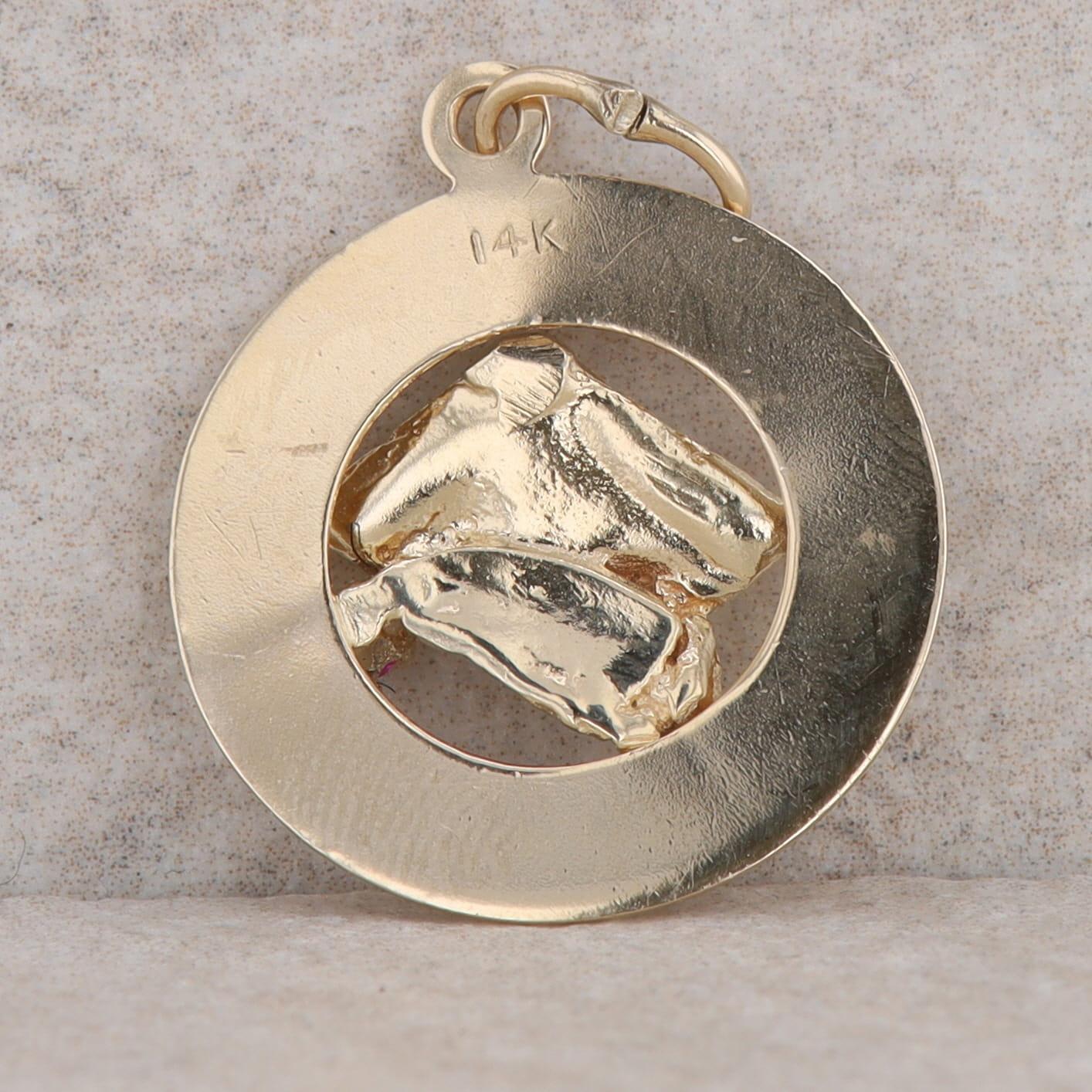 14k Yellow Gold 2mm Ruby and Graduation Cap Disc Wrap 2.1g
