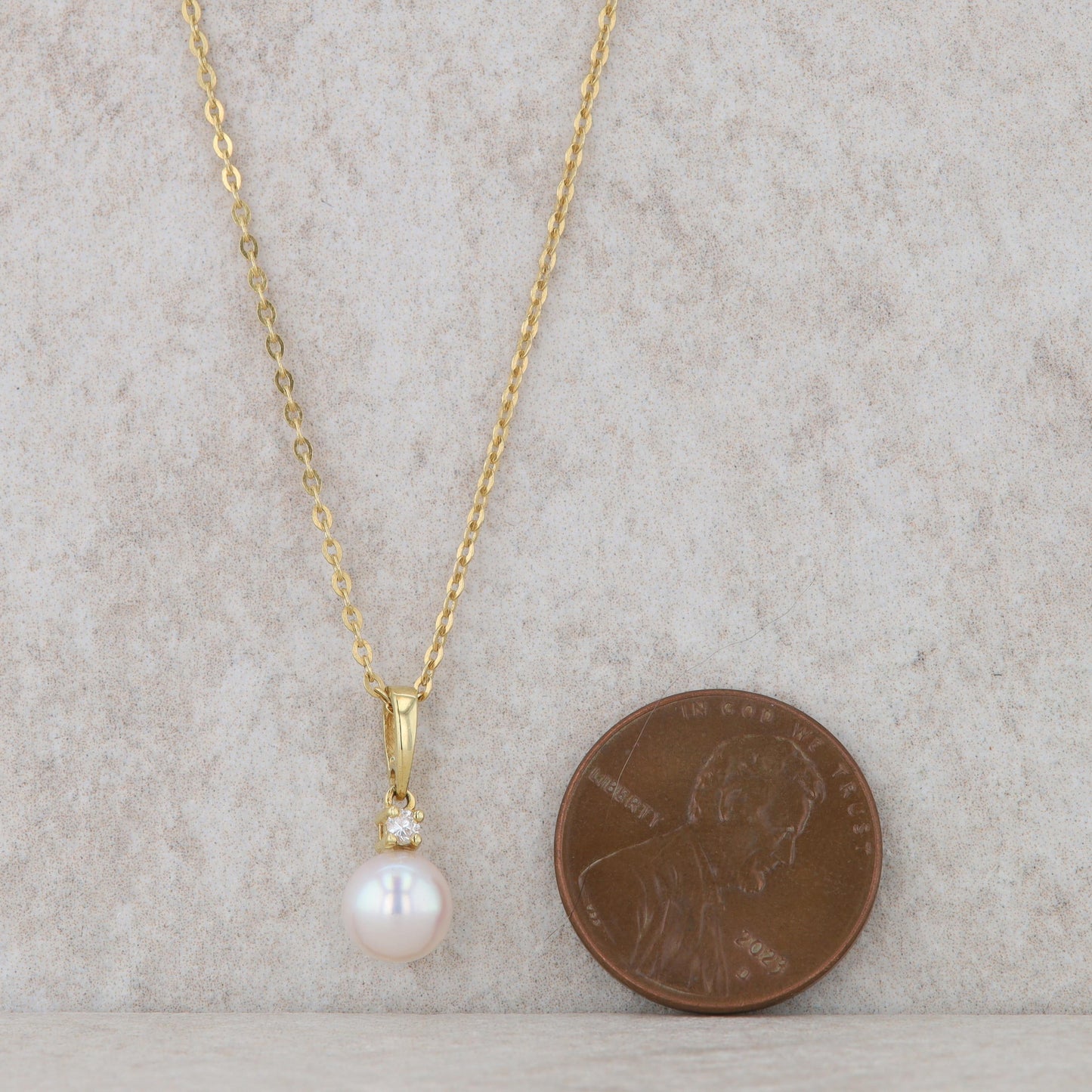 18k Yellow Gold Mikimoto Akoya Pearl and Diamond Necklace