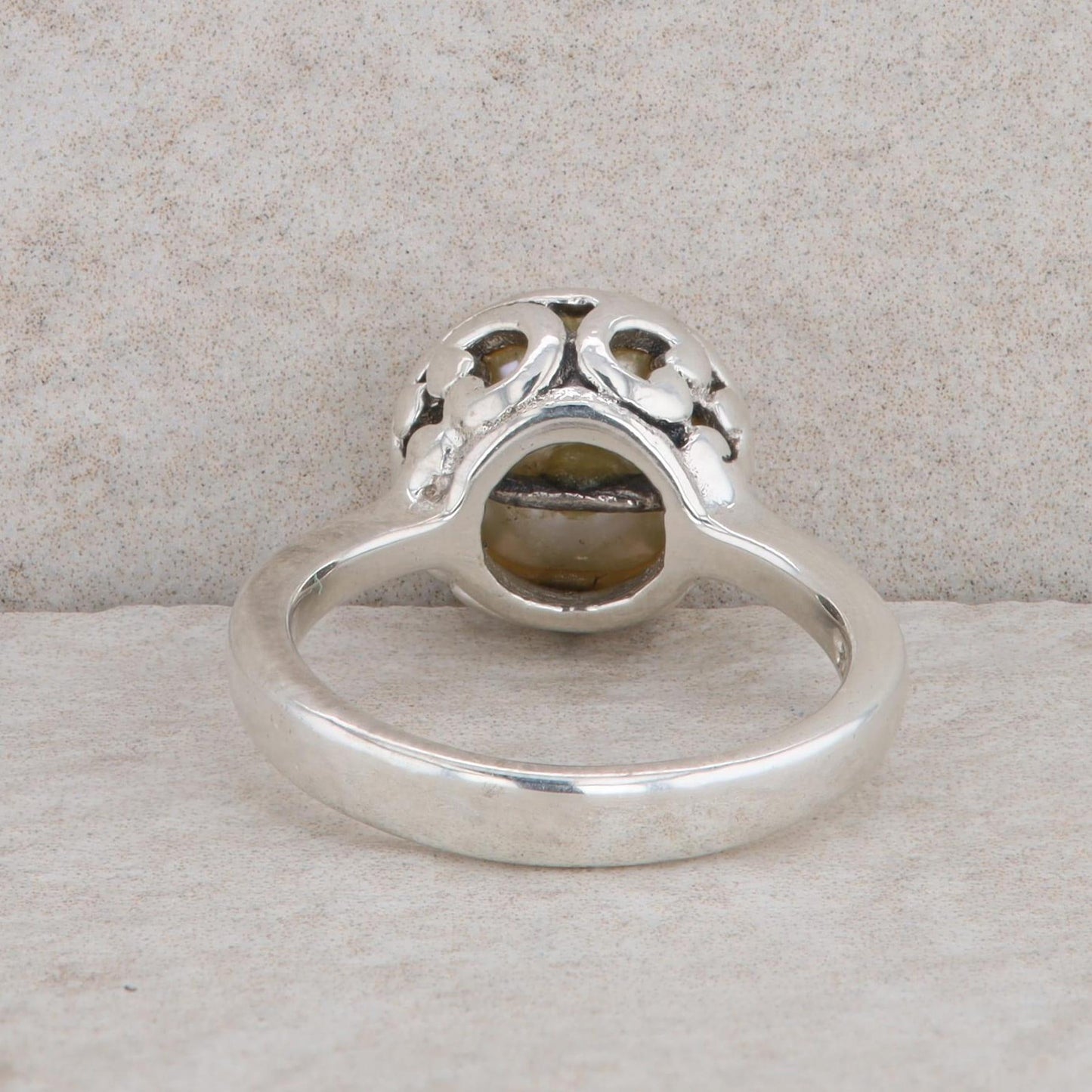 Sterling Silver Freshwater Cultured Pearl Filigree Ring