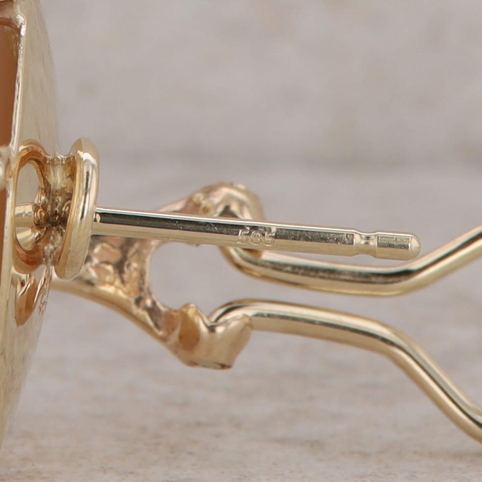 14k Yellow Gold 15mm Mabe Pearl Omega Back Stud Earrings