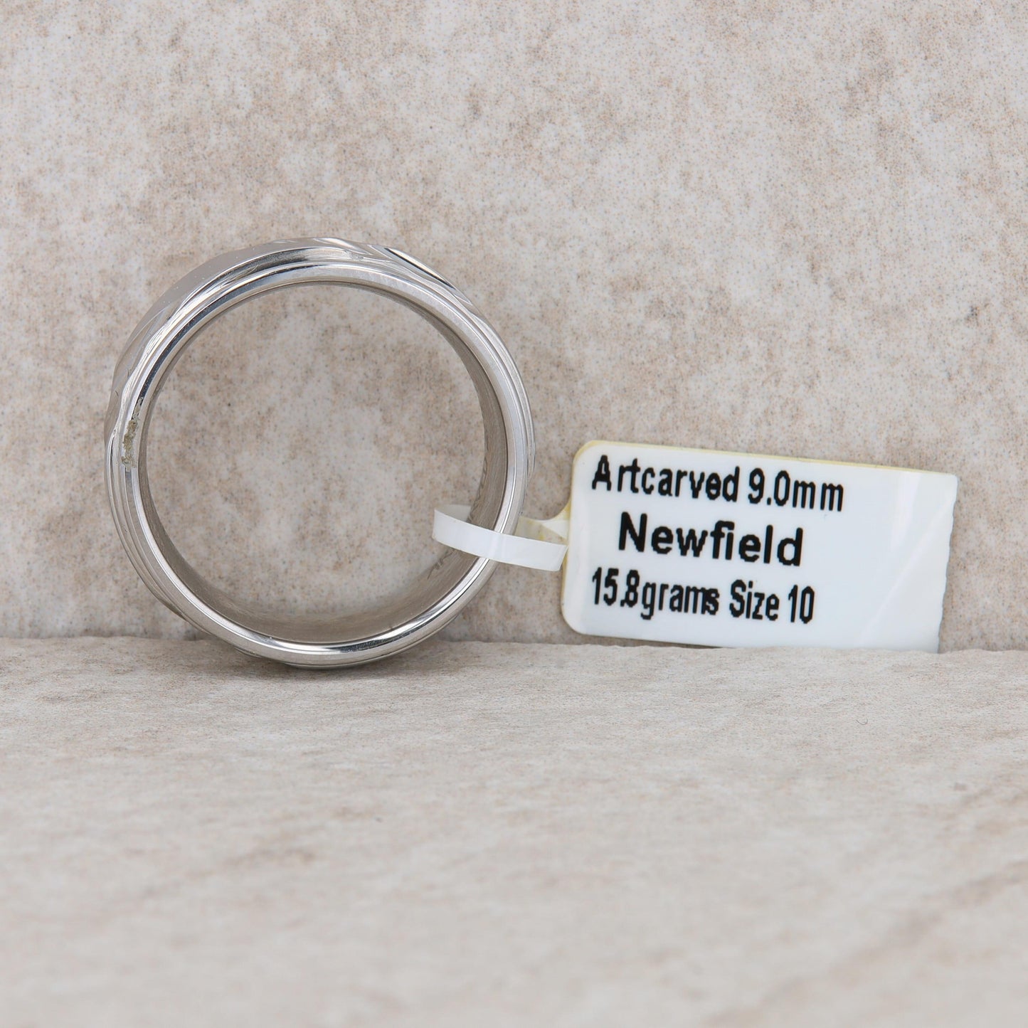 Men's Art Carved 'Newfield' White Tungsten Band