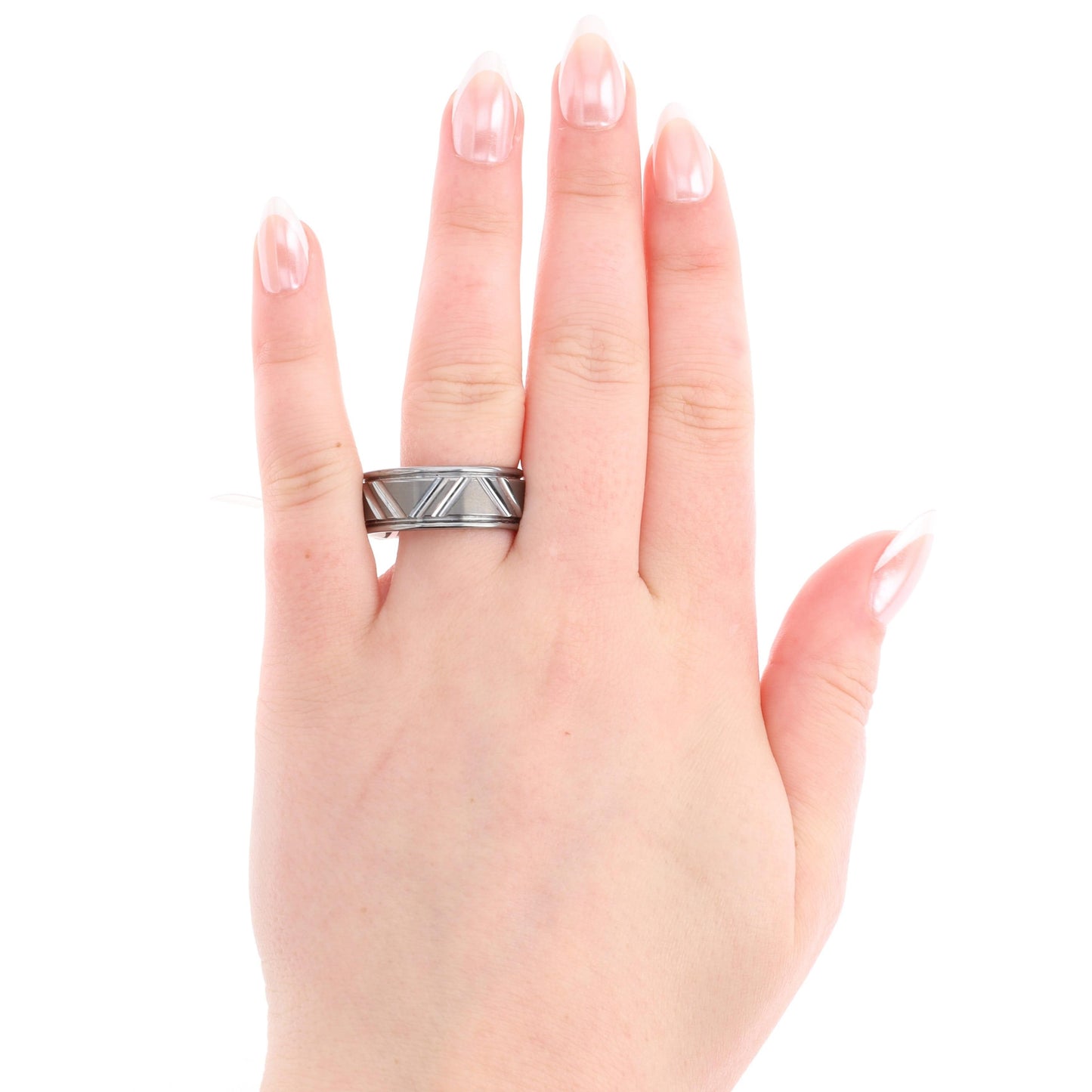 Men's Art Carved Dark Tungsten 'Livingston' Wedding Band