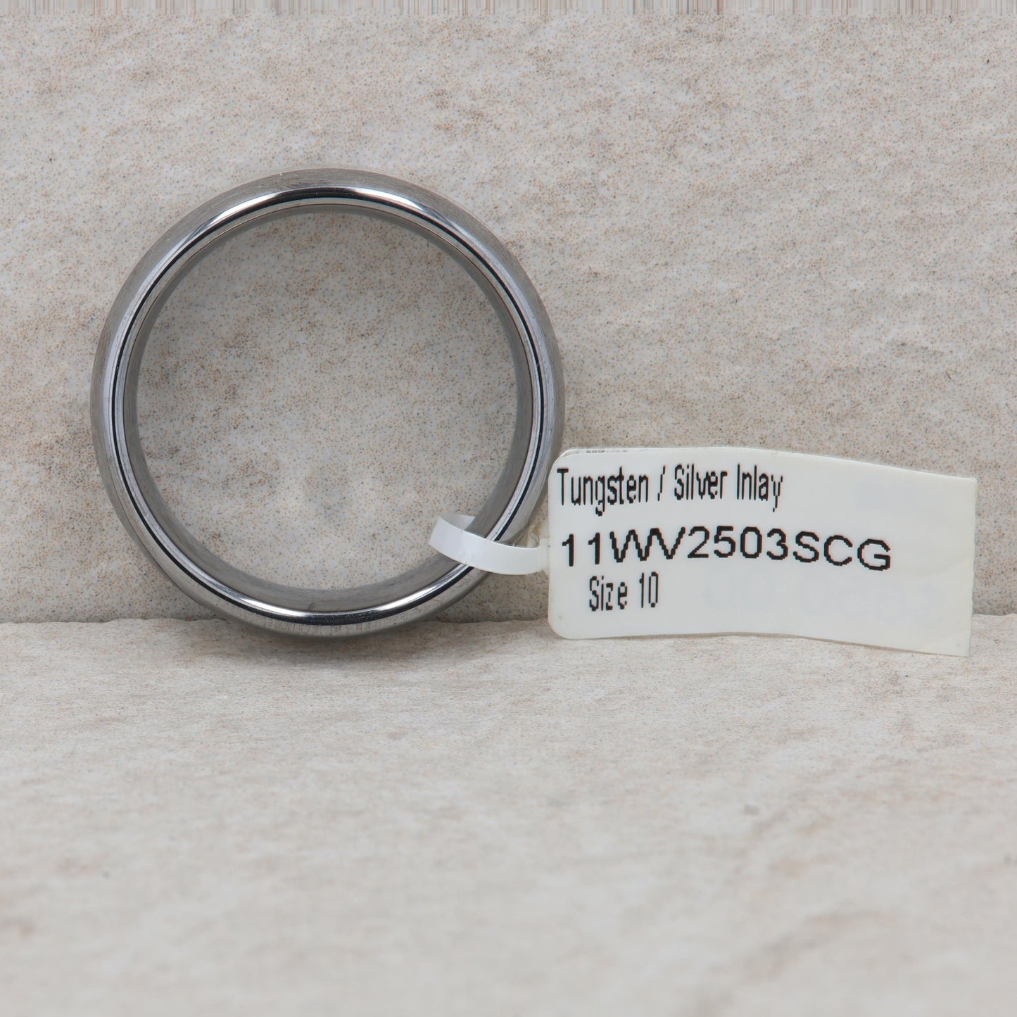 Men's Art Carved Tungsten and Silver Inlay 'Jordan' Wedding Band