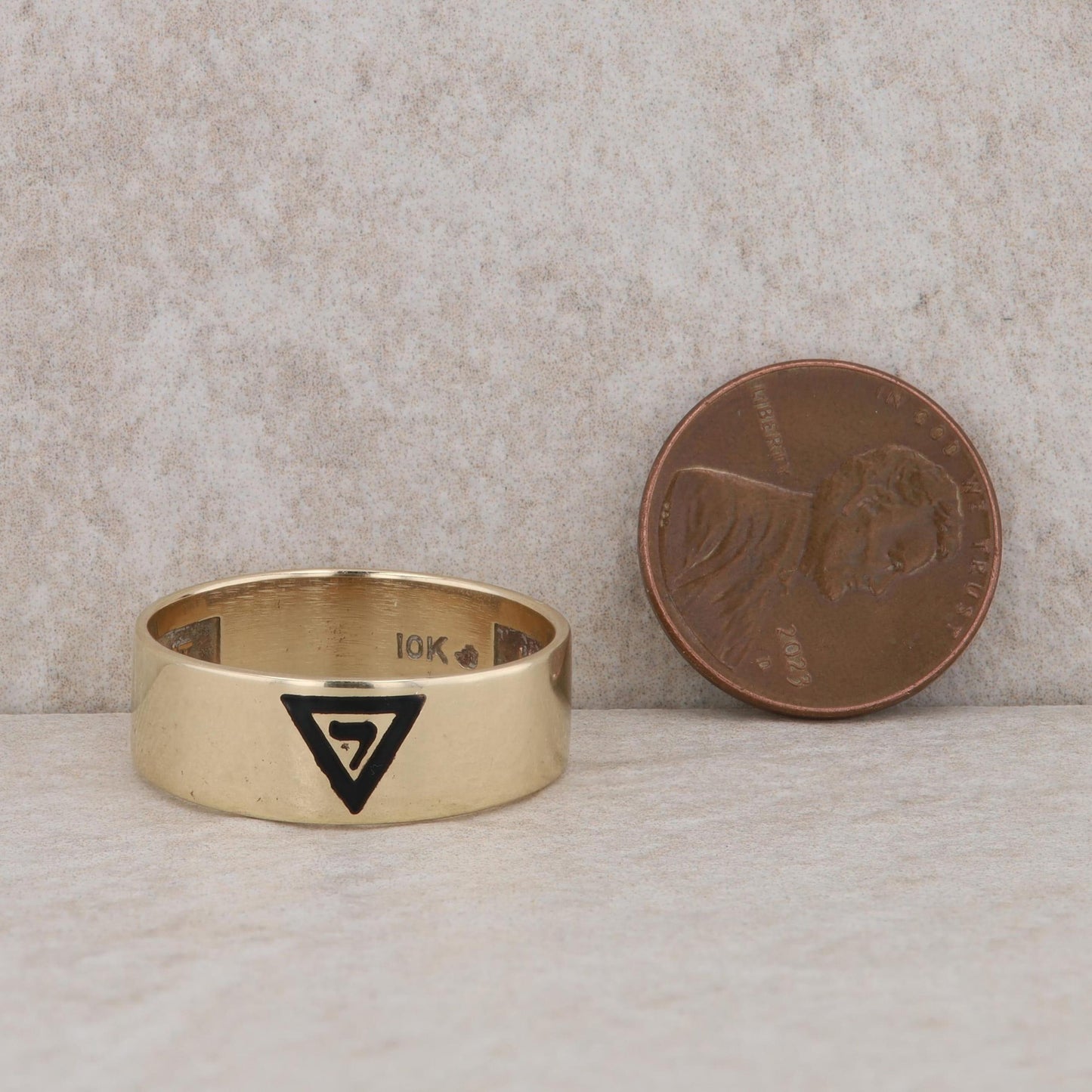 10k Yellow Gold Black 14th Degree Grand Elect Master Masonic Band