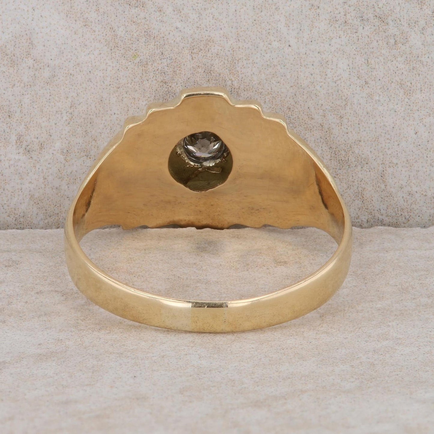 18k Two-Tone Gold Geometric Solitaire Diamond Men's Ring