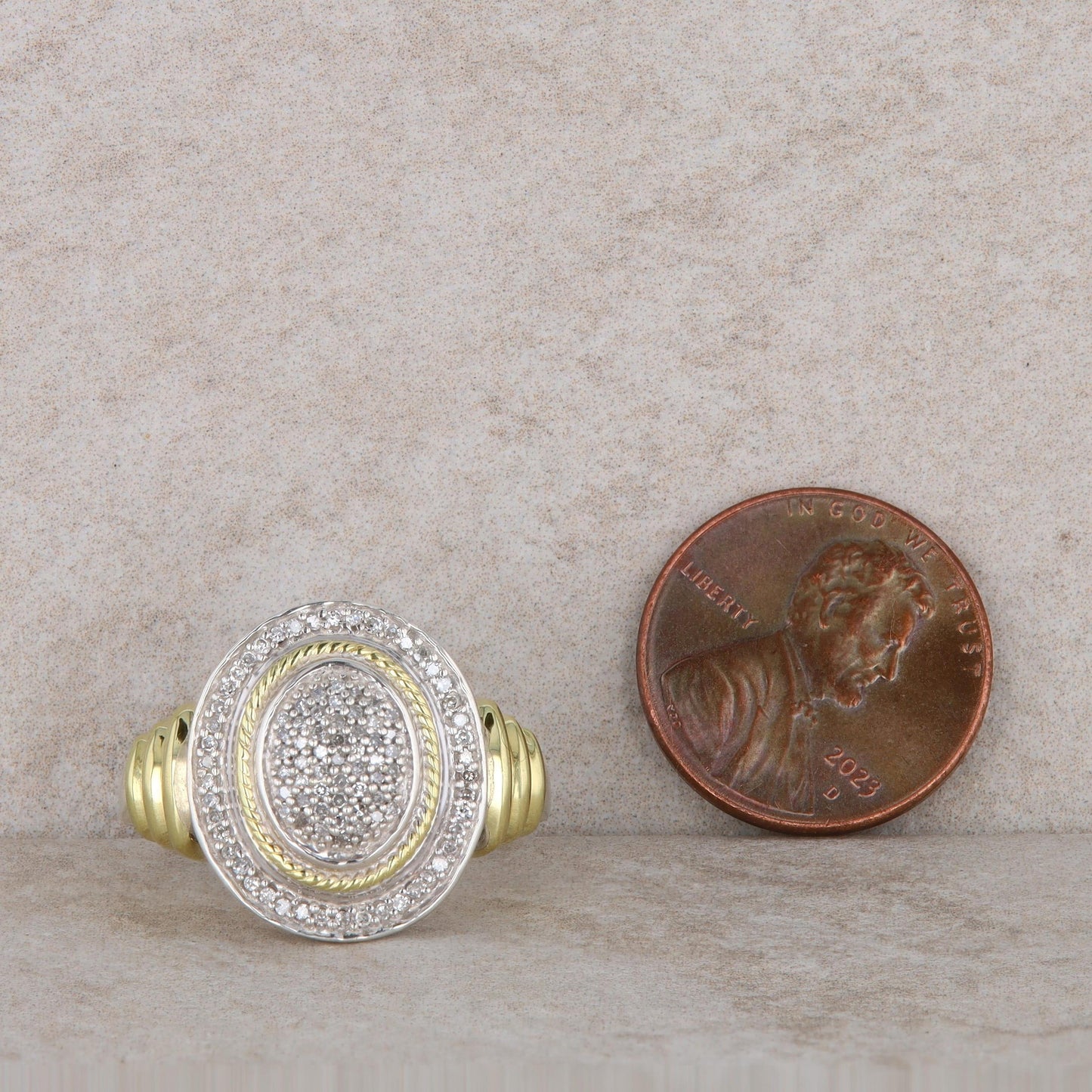 12k and Sterling Silver Cubic Zirconia Cluster Ring