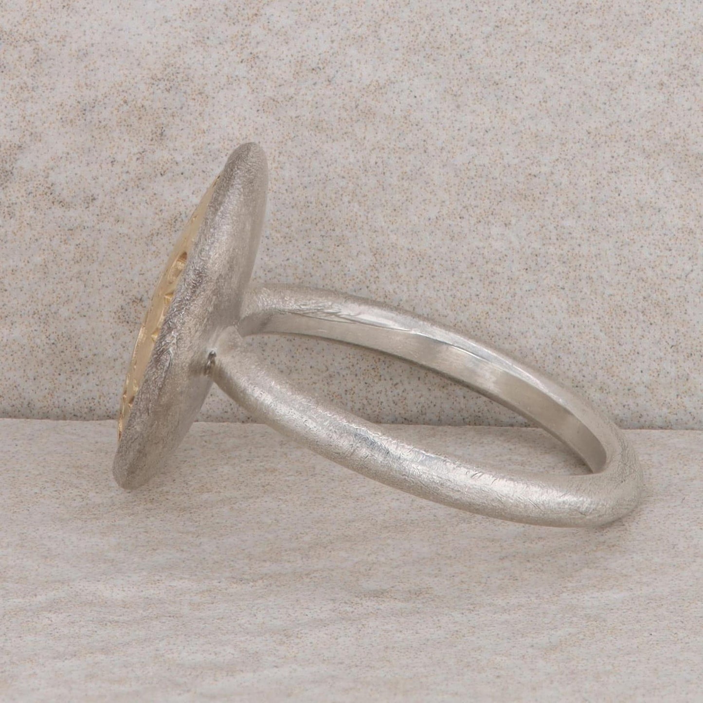 Sterling Silver and 14k Yellow Gold Circle Disc Ring