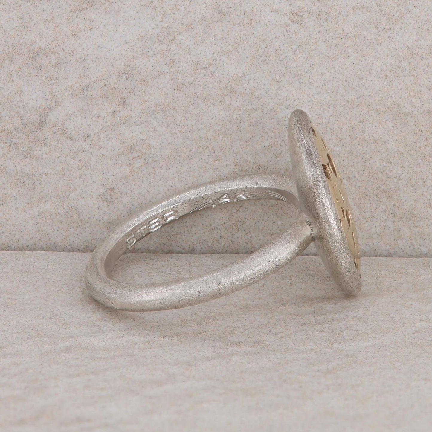 Sterling Silver and 14k Yellow Gold Circle Disc Ring