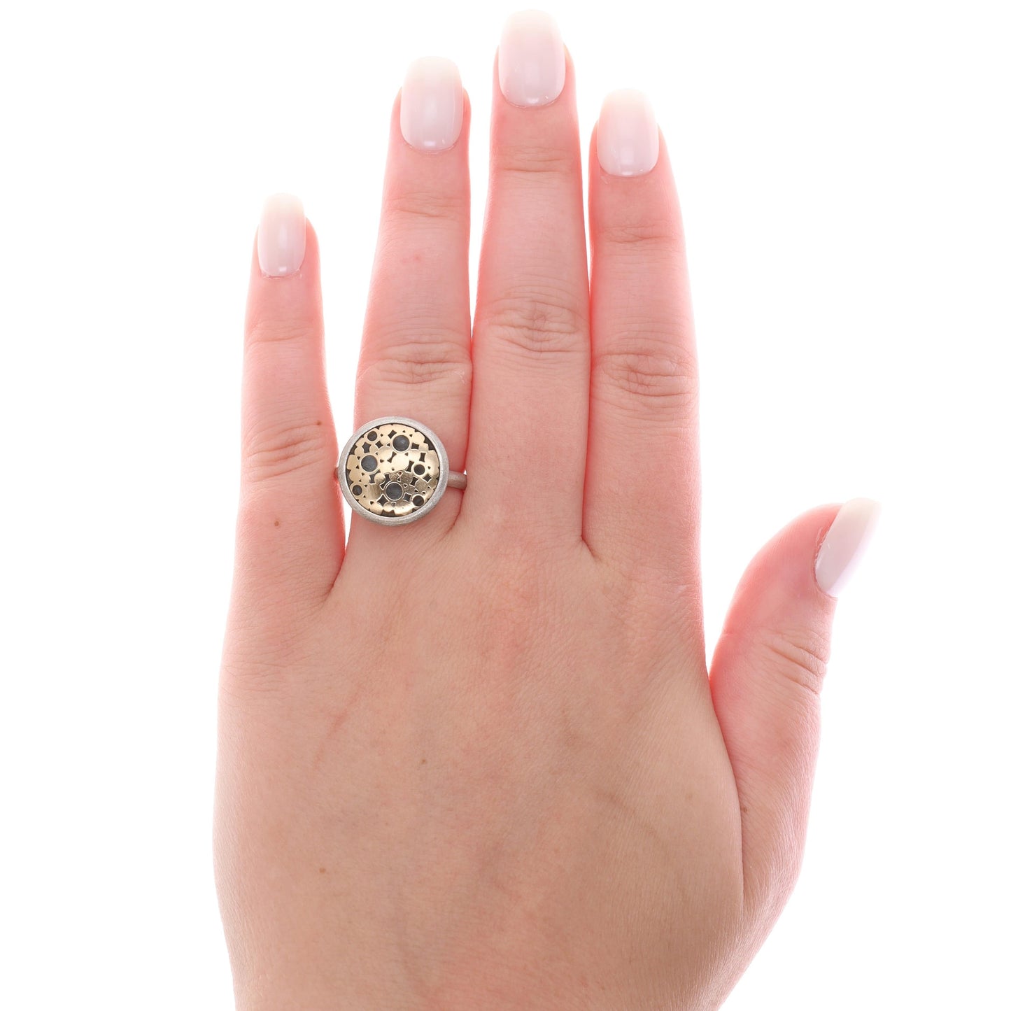 Sterling Silver and 14k Yellow Gold Circle Disc Ring