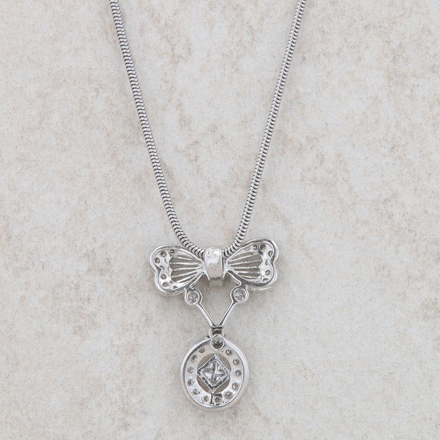 Platinum Diamond Bow Shaped Fashion Necklace