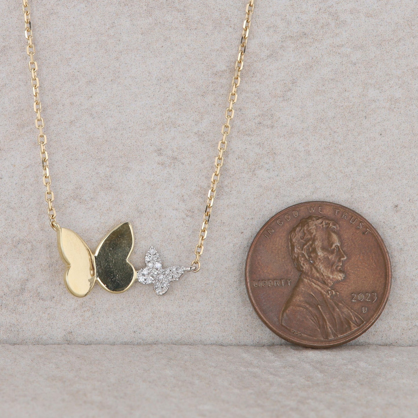 18k Yellow and White Gold Diamond Patricia Robalino Butterfly Necklace 3.67g