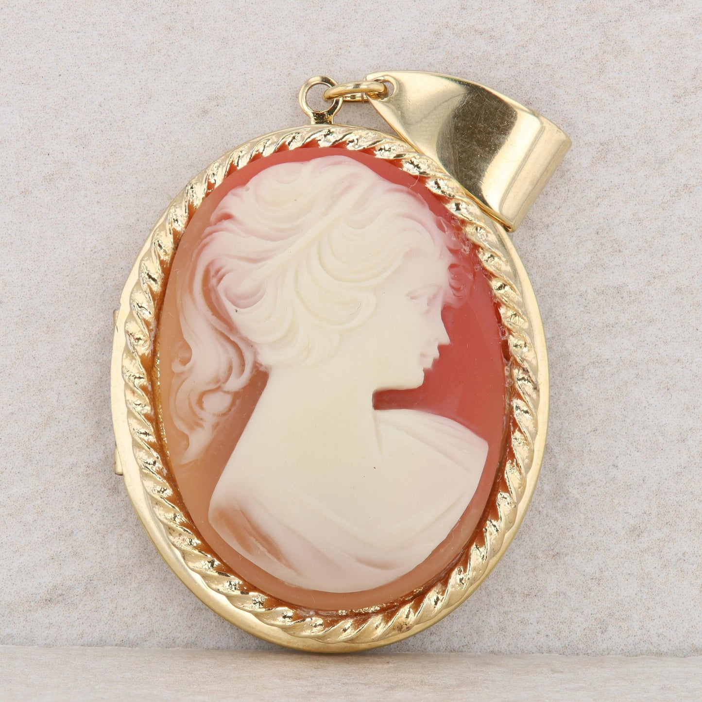 Gold Plated Large Cameo Locket Pendant