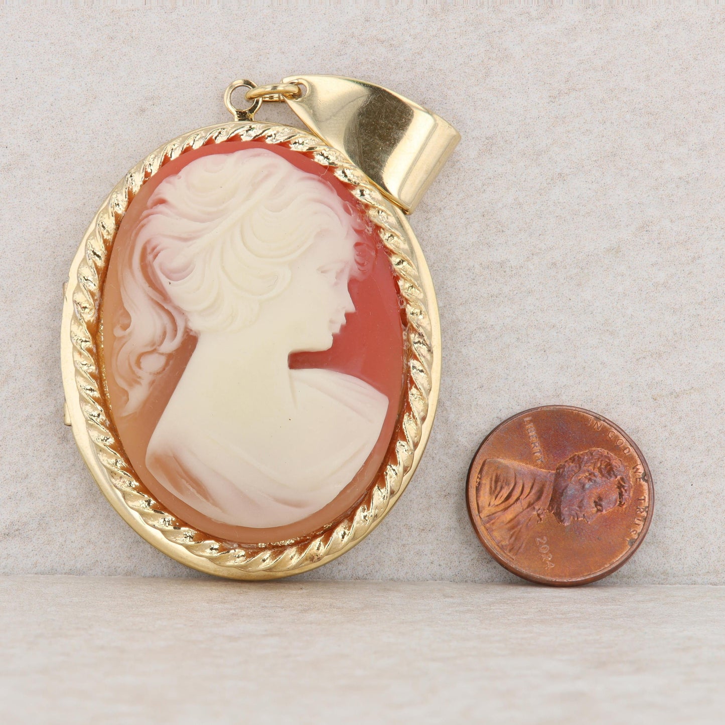 Gold Plated Large Cameo Locket Pendant
