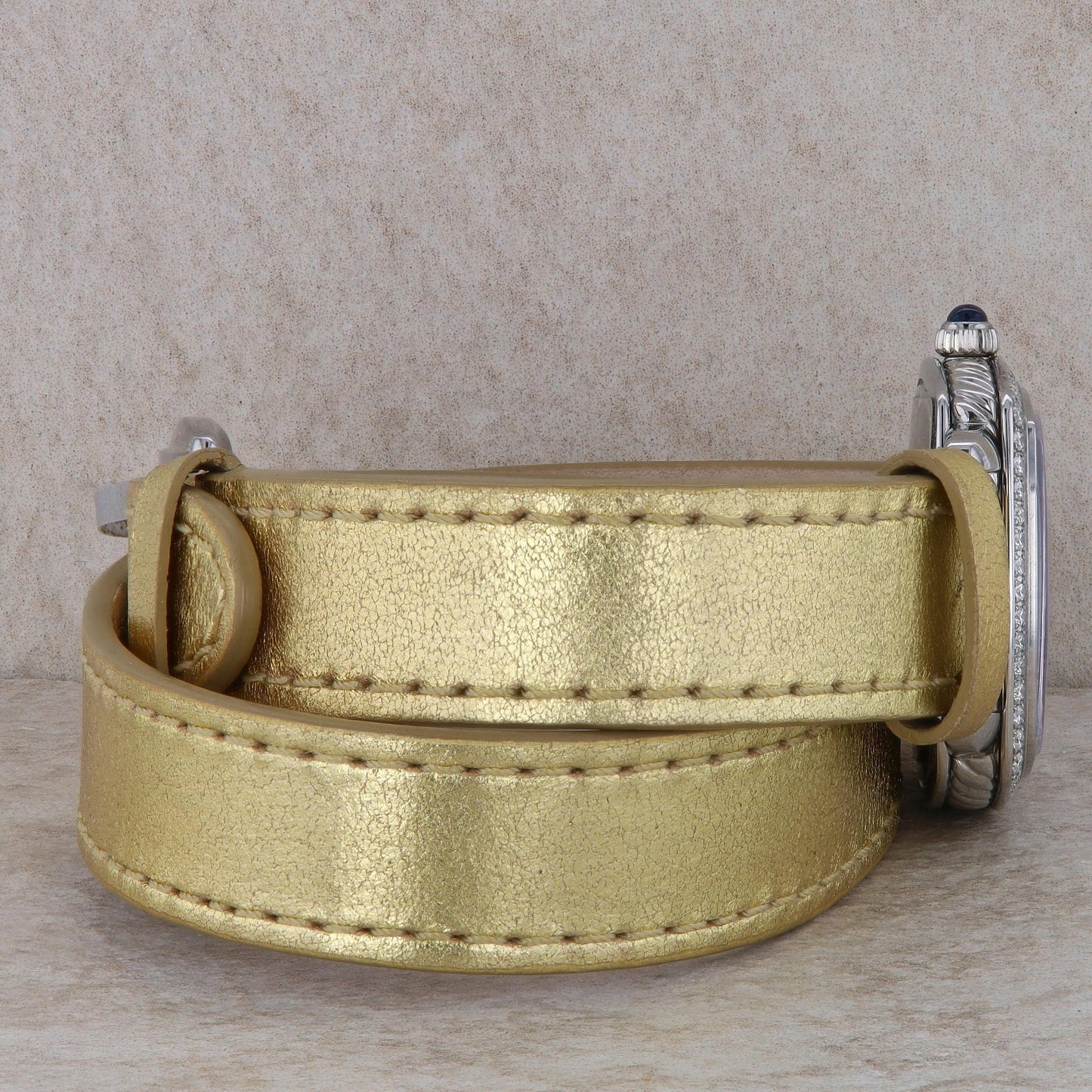 David Yurman 'Albion' Diamond & Gold Metallic Double Wrap Watch