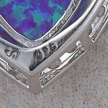 Sterling Silver Heart Synthetic Opal and Cubic Zirconia Necklace