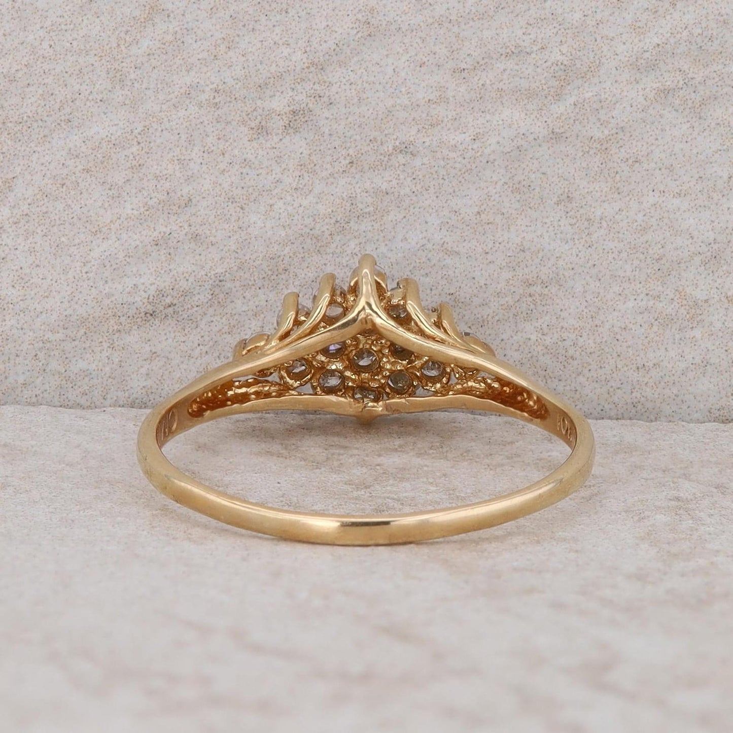 10k Yellow Gold Kite Shaped Diamond Cluster Ring