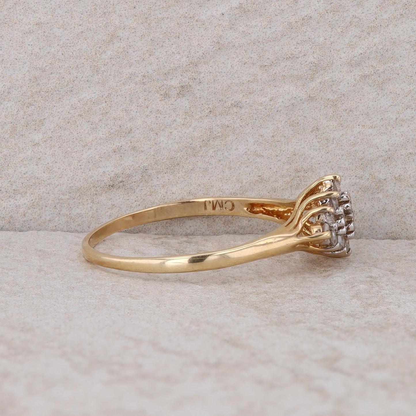 10k Yellow Gold Kite Shaped Diamond Cluster Ring