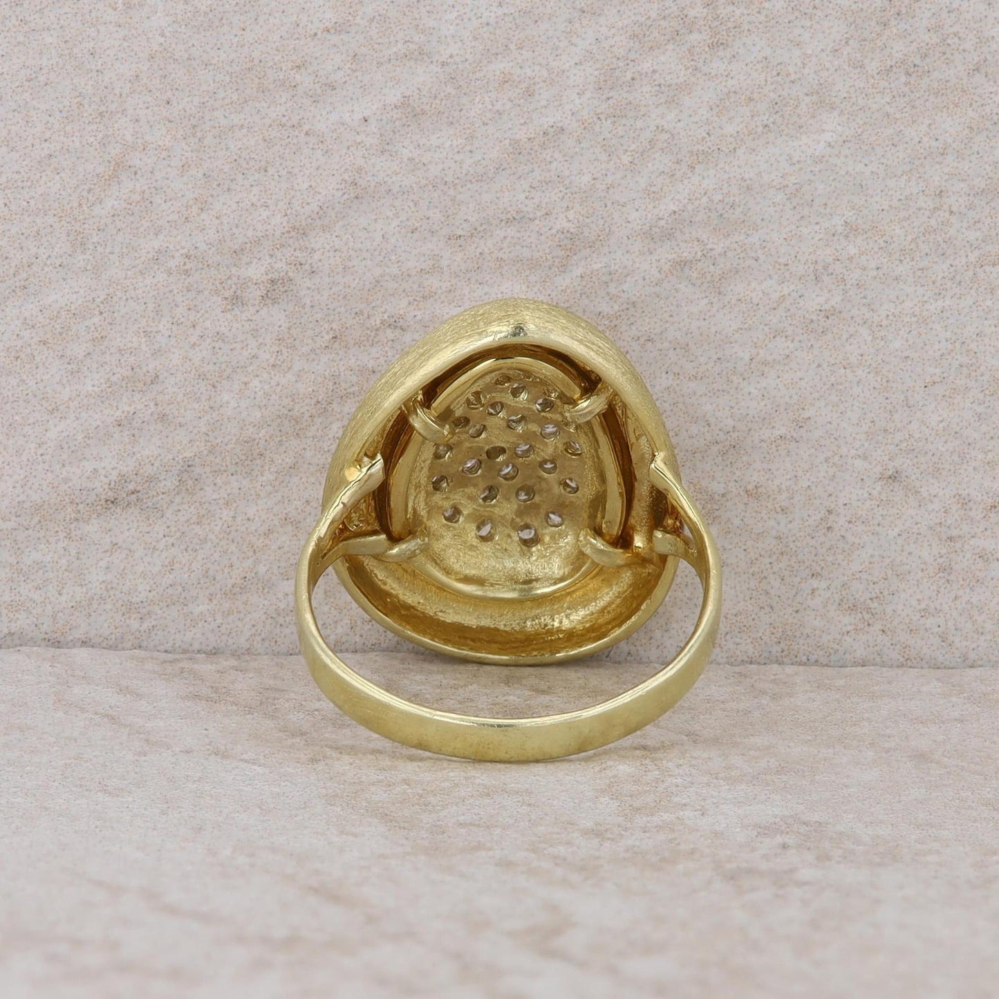 14k Yellow Gold Diamond Pave Teardrop Shaped Ring