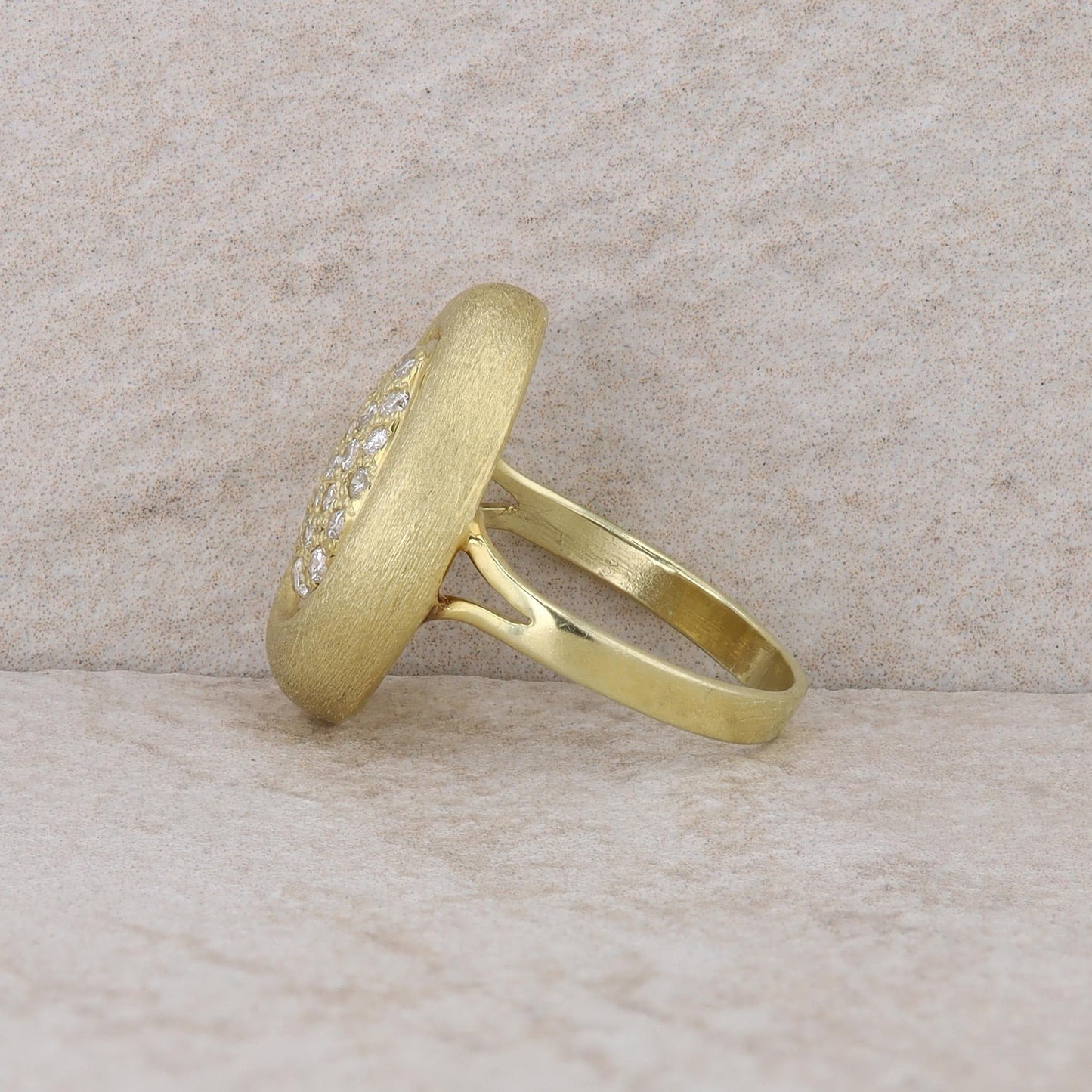 14k Yellow Gold Diamond Pave Teardrop Shaped Ring