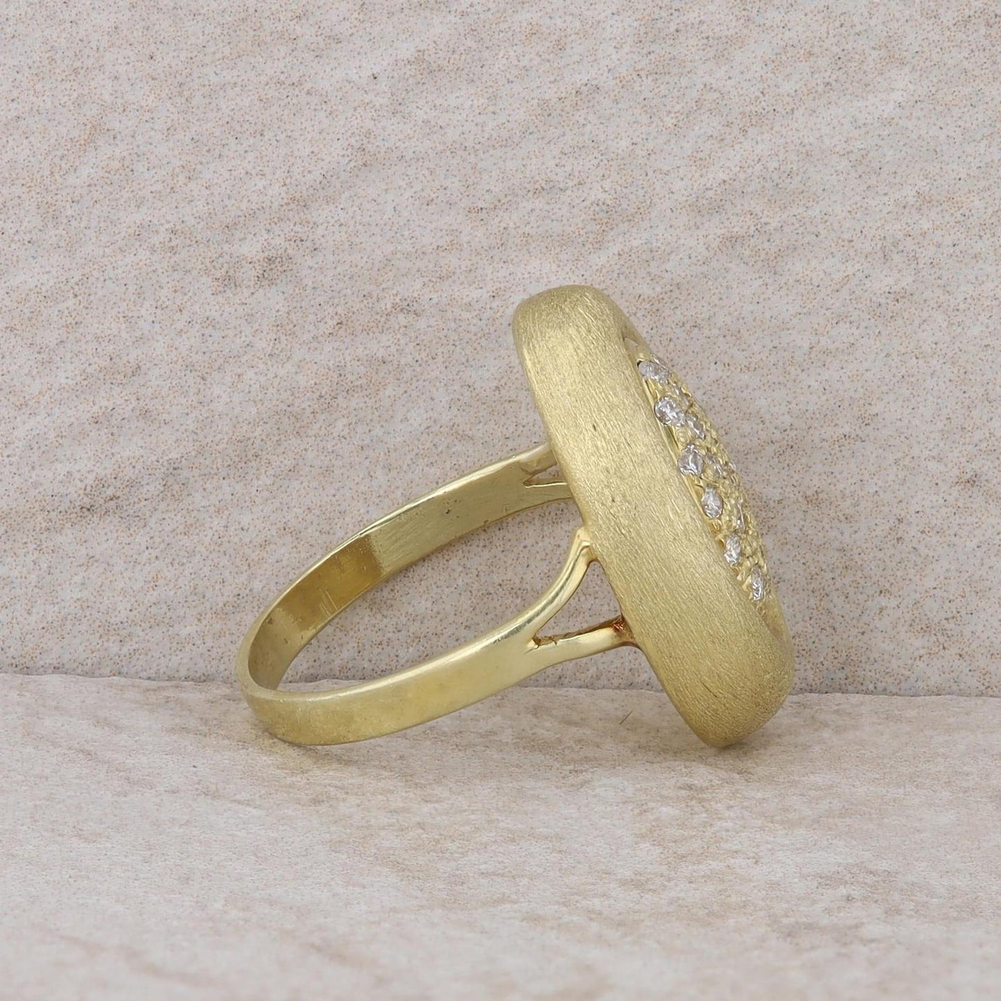 14k Yellow Gold Diamond Pave Teardrop Shaped Ring