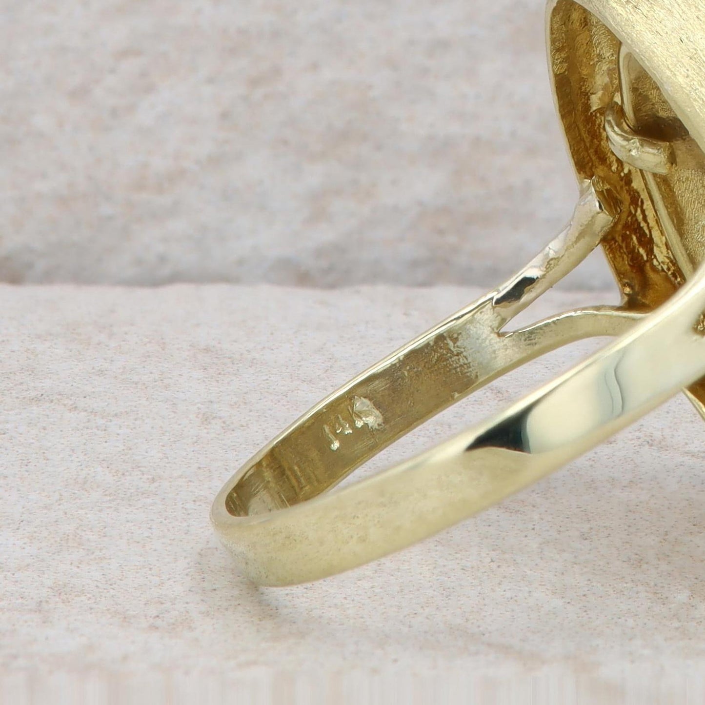 14k Yellow Gold Diamond Pave Teardrop Shaped Ring