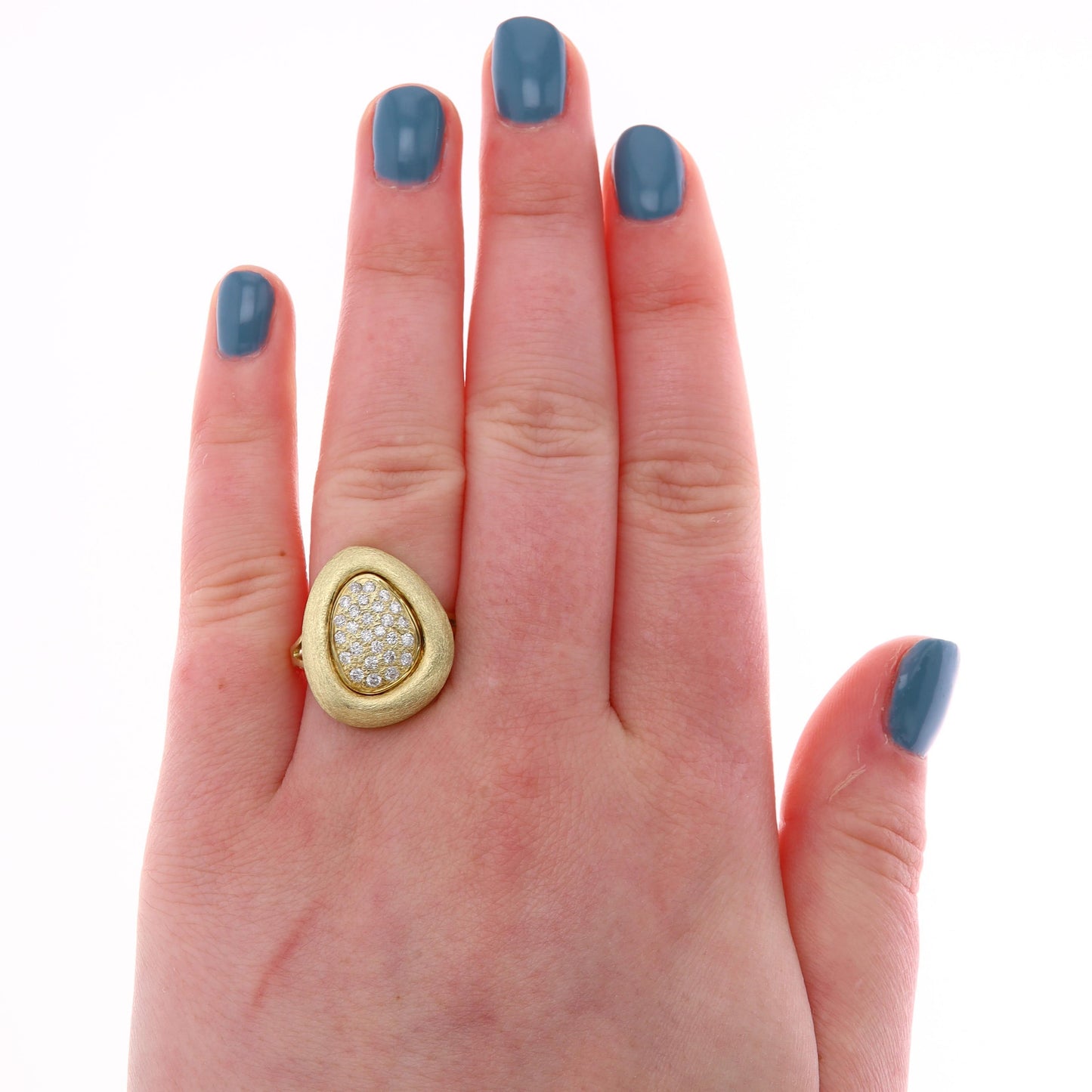 14k Yellow Gold Diamond Pave Teardrop Shaped Ring