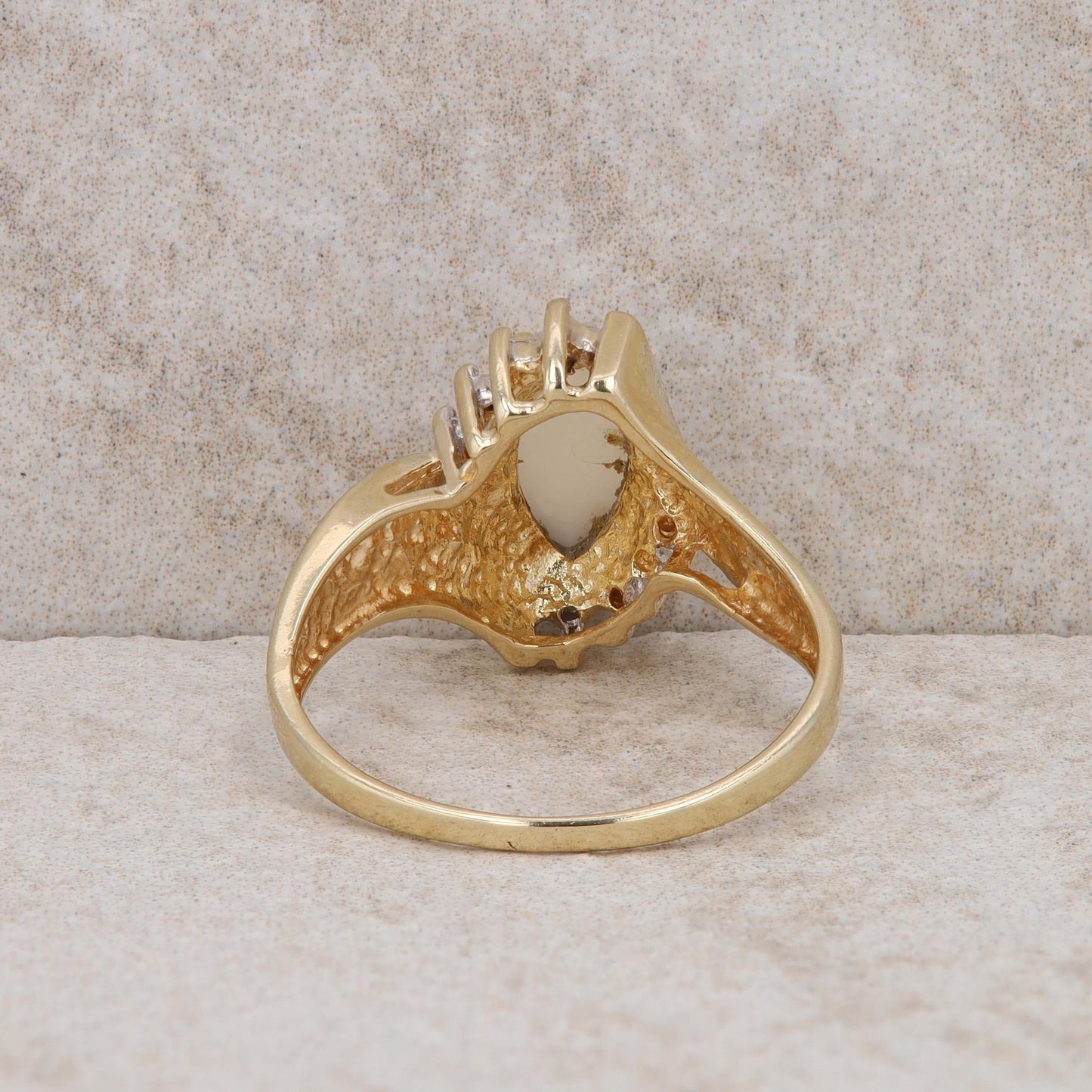 10k Yellow Gold Opal and Diamond Ring