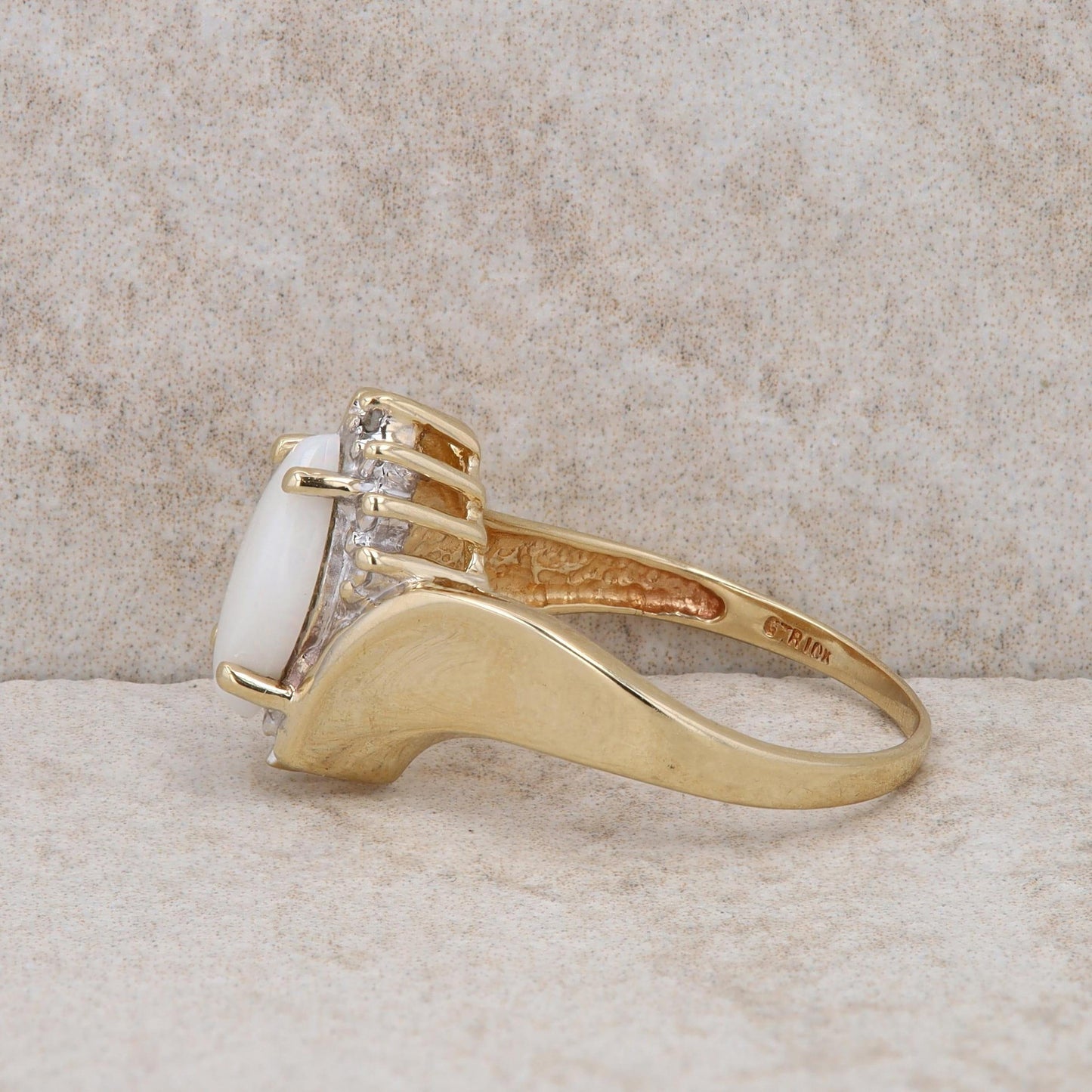 10k Yellow Gold Opal and Diamond Ring