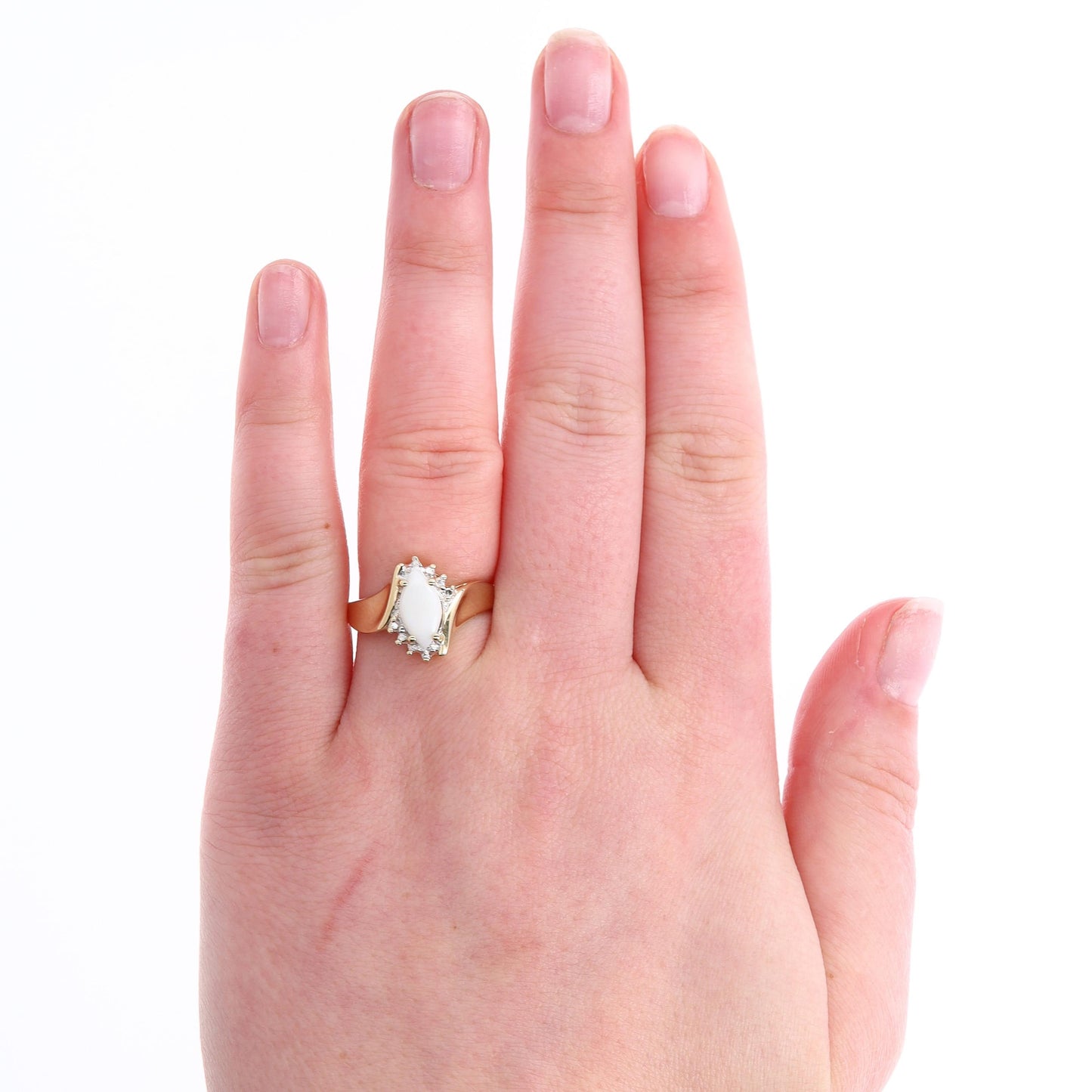 10k Yellow Gold Opal and Diamond Ring