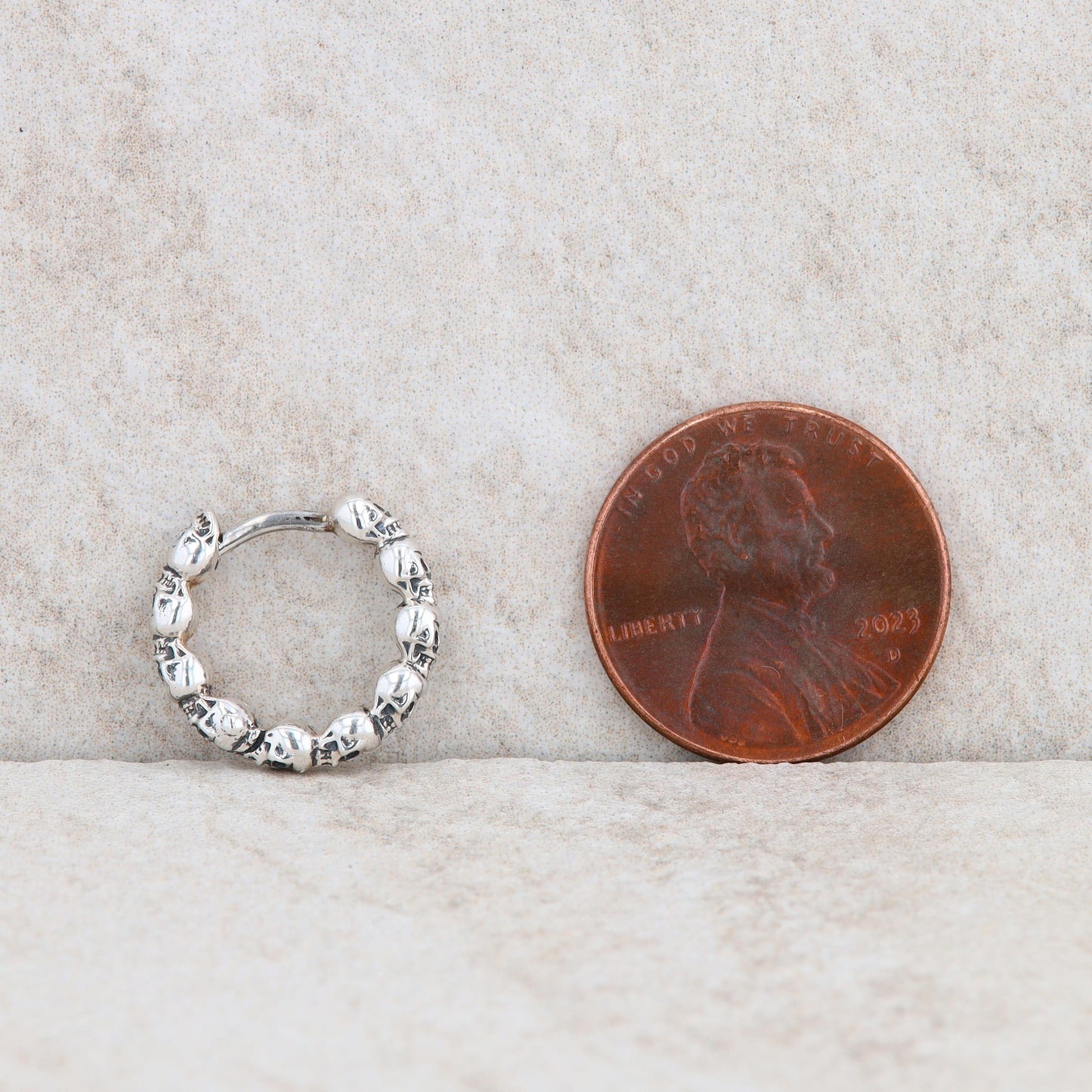 Sterling Silver Skull Huggie Earrings