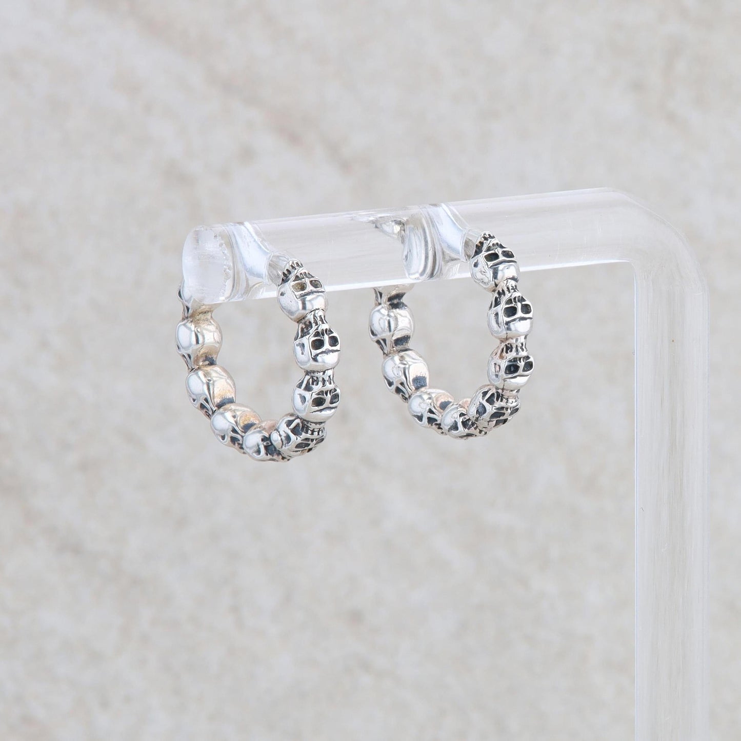 Sterling Silver Skull Huggie Earrings