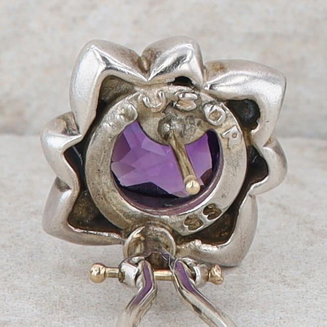 David Wysor Sterling Silver Amethyst Omega Back Stud Earrings
