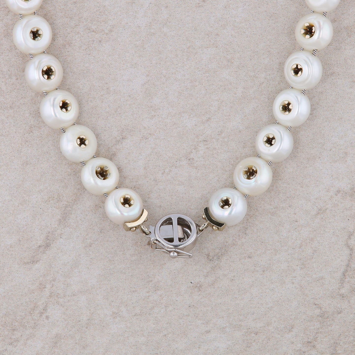 14k Galatea Diamond In A Pearl Necklace 16"